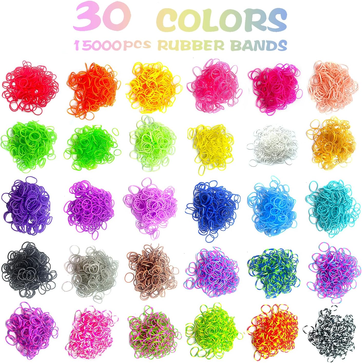 Hismo Kit de bandas de goma, 15000 bandas de telar coloridas con dijes, cuentas y accesorios de bricolaje en organizador, kit de fabricación de