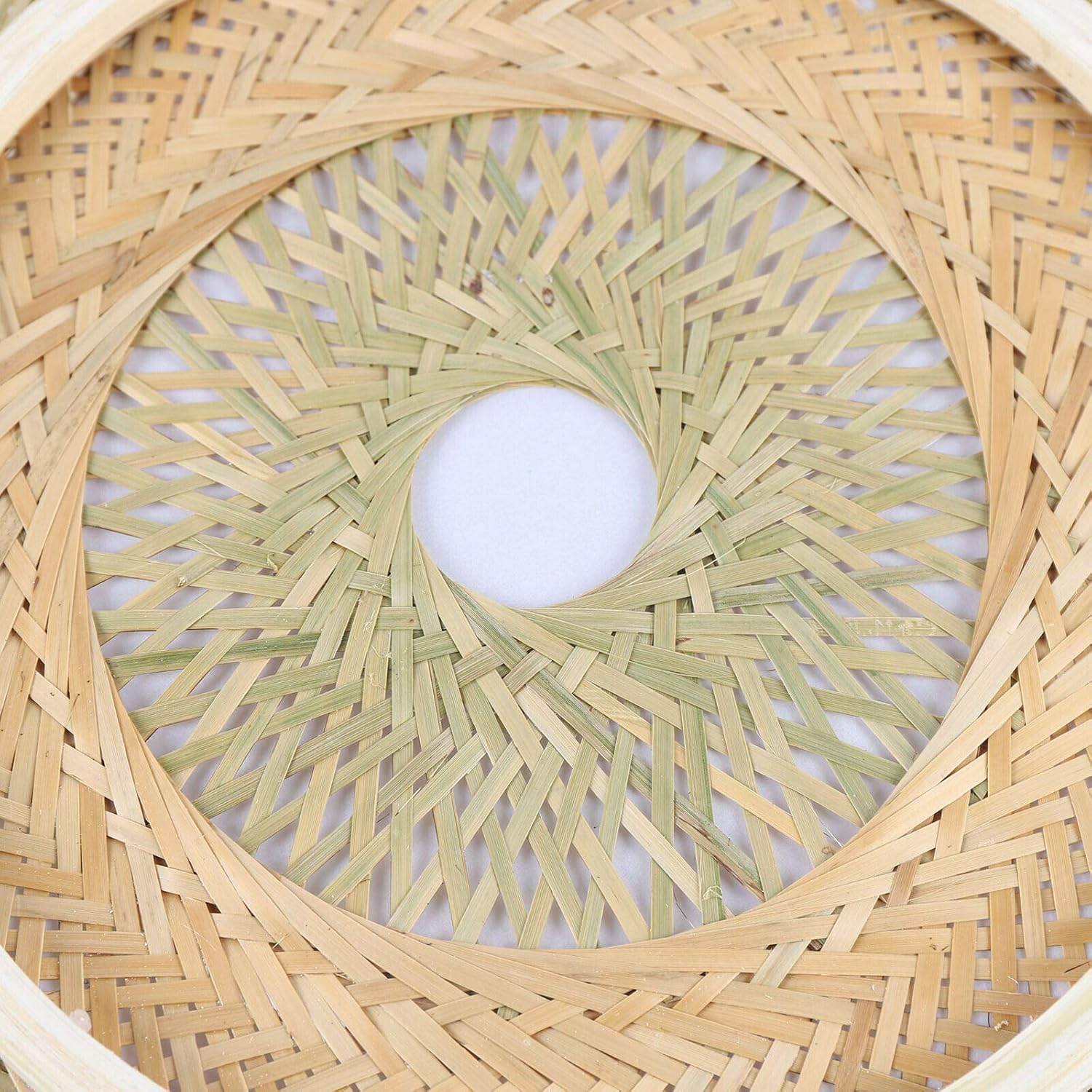 Fetcoi Lámpara de techo rústica de ratán de bambú tejida a mano, color amarillo, lámpara de techo de ratán de bambú para sala de estar, comedor,