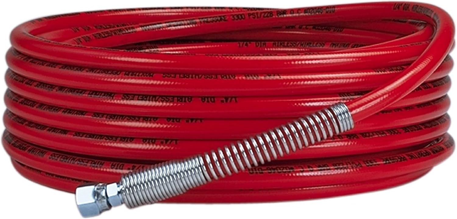Wagner Spraytech 0270192 Manguera de pulverización de pintura sin aire de alta presión, 14 pulgadas por 25 pies, color rojo