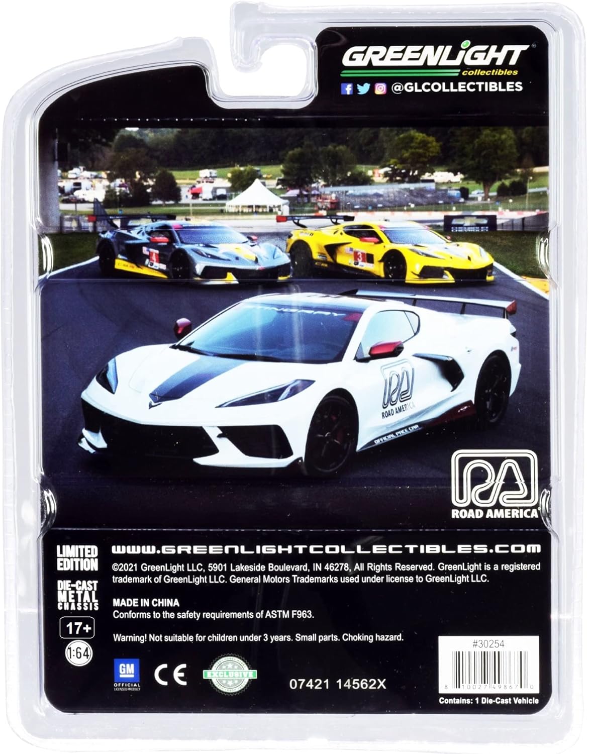 Greenlight 30254 2020 Chevy Corvette C8 Stingray Coupe – Road America – Coche oficial de ritmo a escala 164