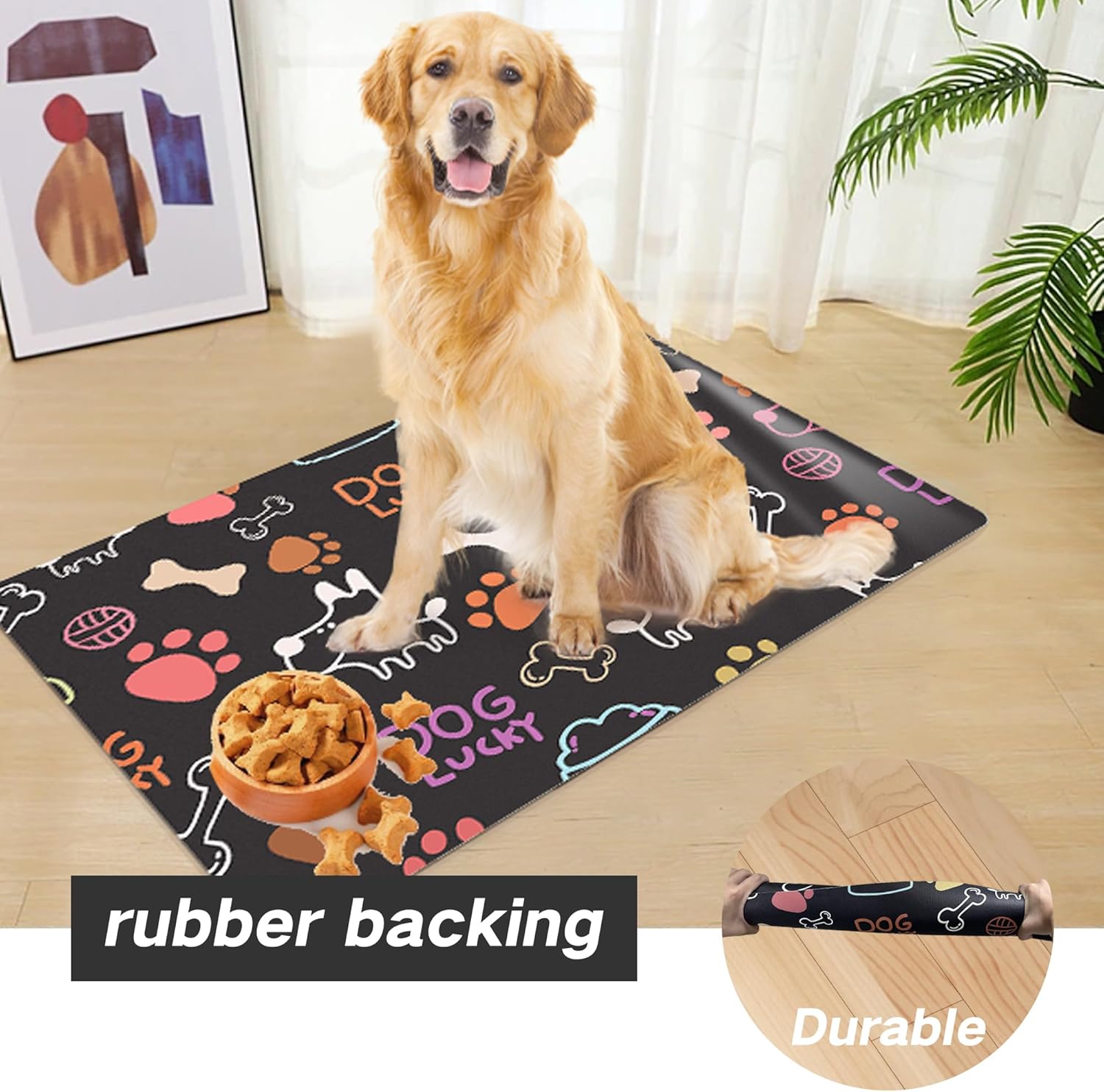 Alfombrilla de alimentación para mascotas, tapete absorbente para alimentos y agua, sin manchas, de secado rápido, dispensador de agua para perros