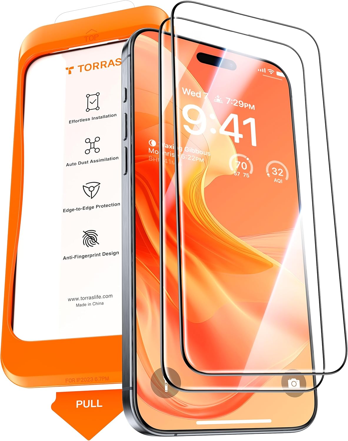 TORRAS Diamond Shield – Protector de pantalla para iPhone 15 Pro protección de grado militar 9H+ irrompible, inastillable, vidrio templado