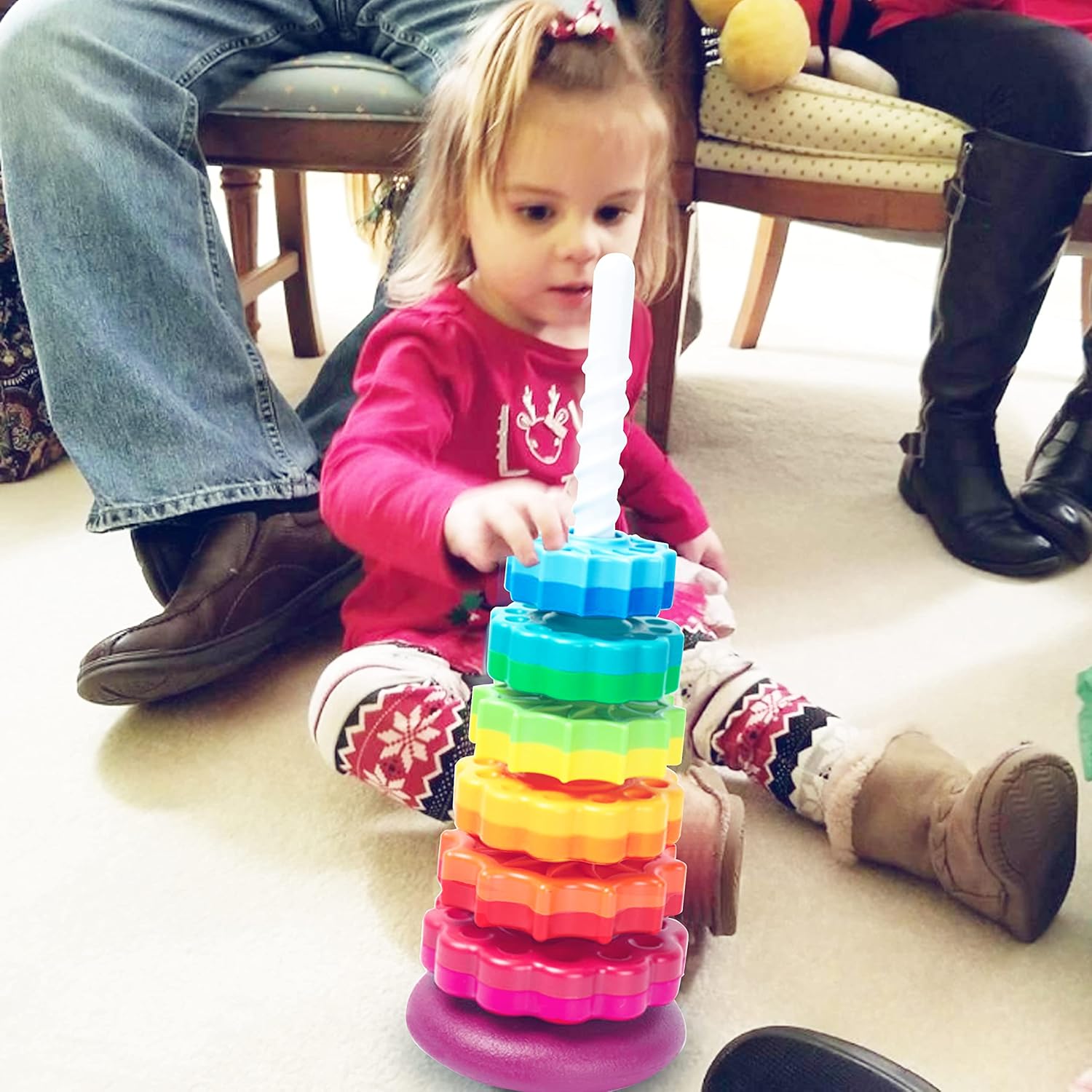 Juguete giratorio para bebés, juguete apilable para bebés y niños pequeños, juguetes educativos de aprendizaje para niños pequeños, juguete de rueda