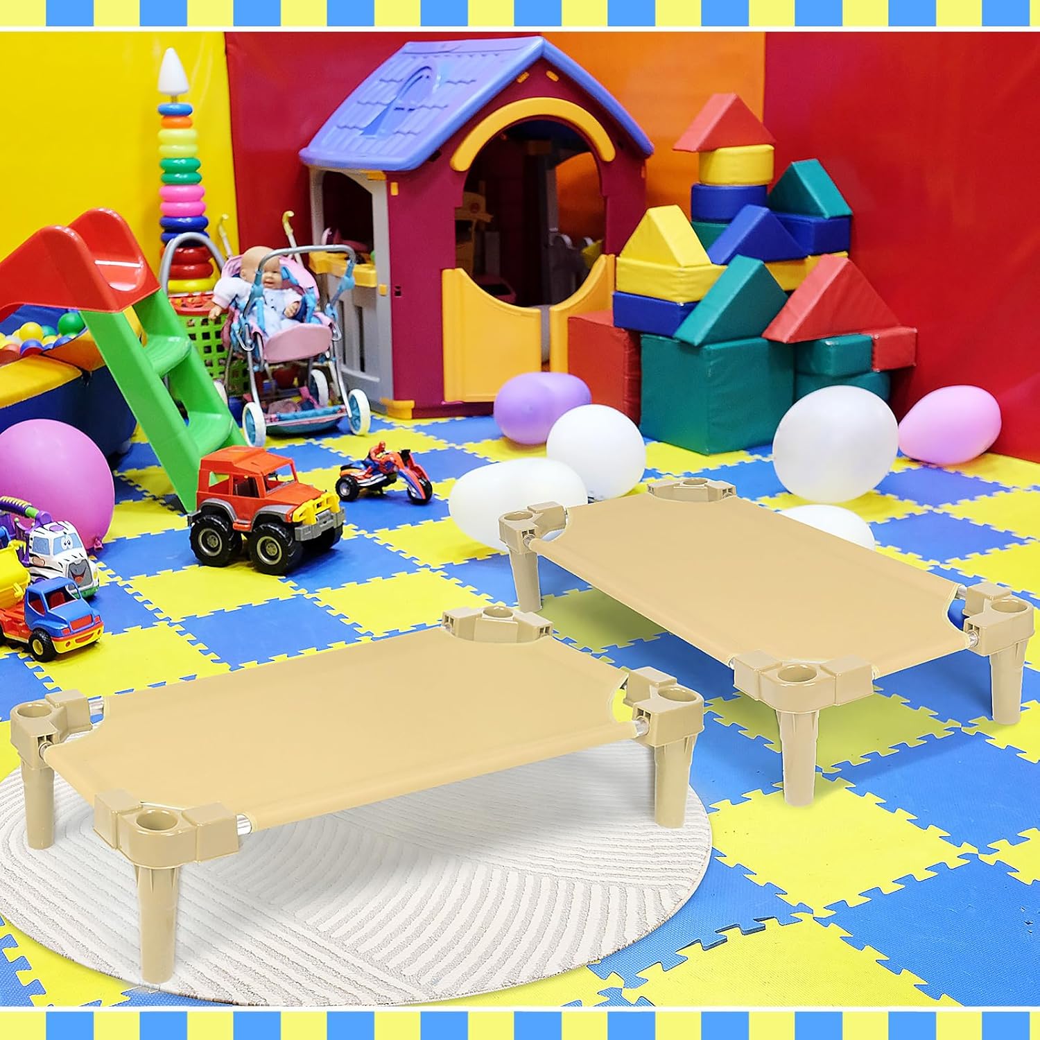 Cunas de guardería apilables para niños, 47 pulgadas de largo x 22 pulgadas de ancho, cuna portátil para dormir, cama portátil para muebles de aula