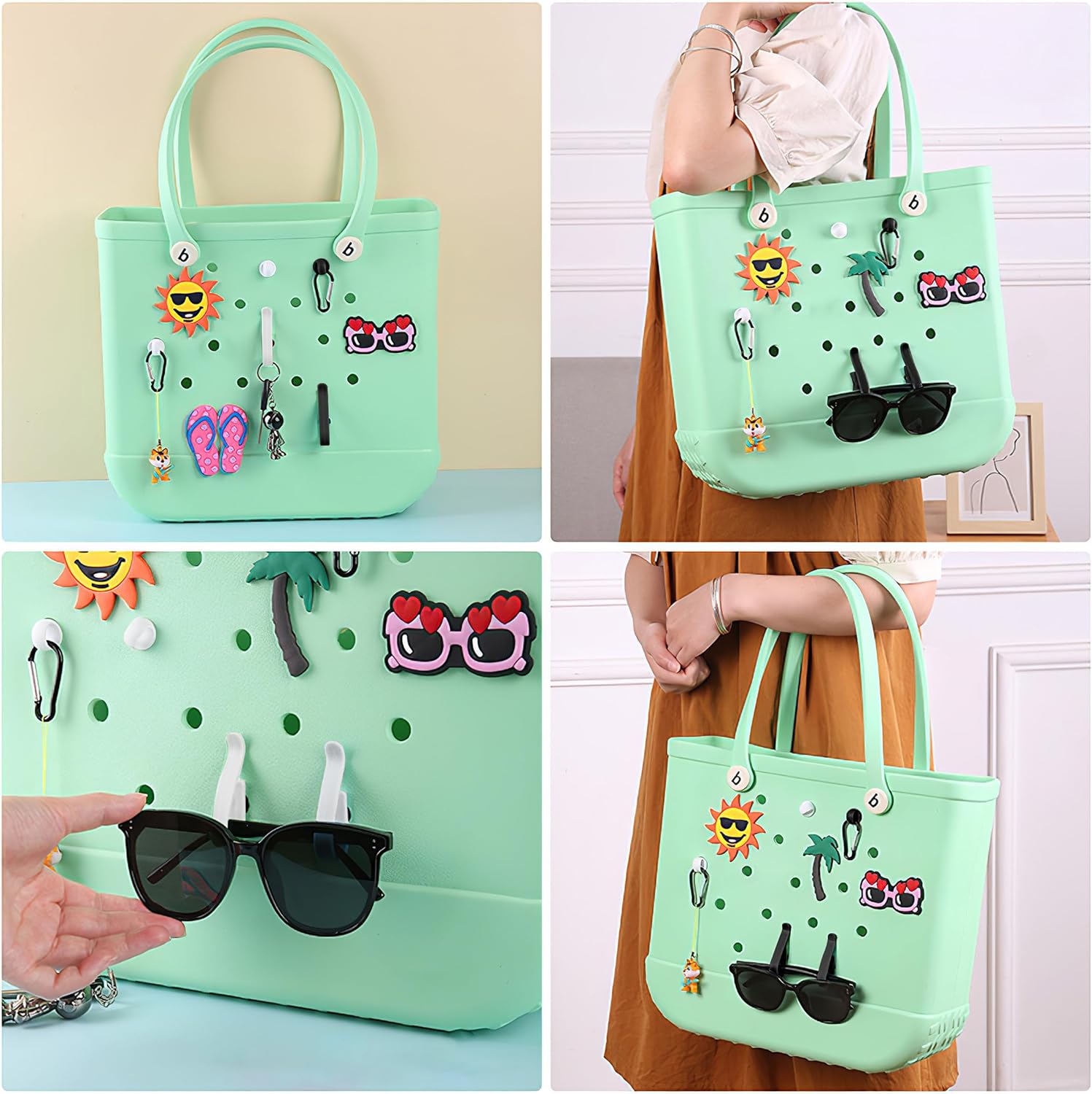 12 ganchos compatibles con bolsas de pantano, accesorios para bolsas Bogg, accesorios para bolsa Bogg, accesorios para organizar accesorios, bolsa