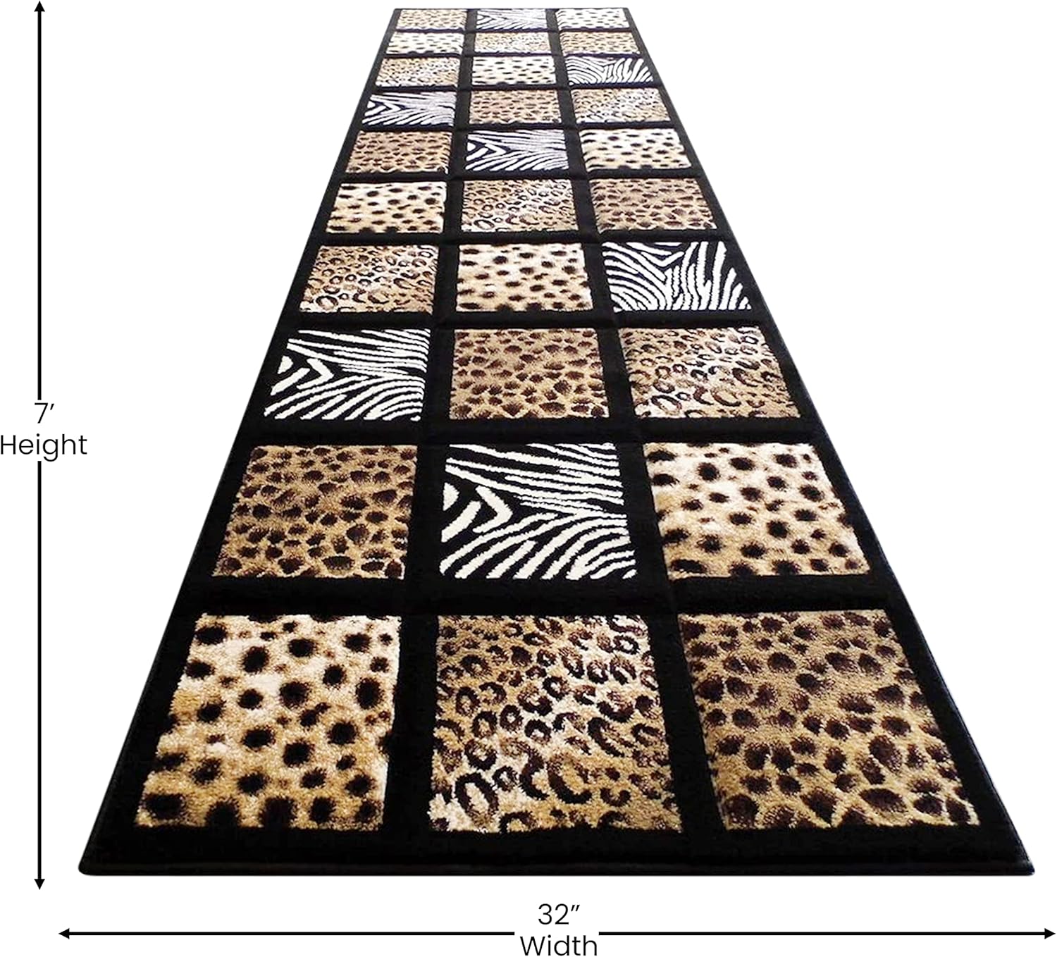 Alfombra con estampado de animales de escultura, 32 pulgadas x 7 pies, 251 color negro