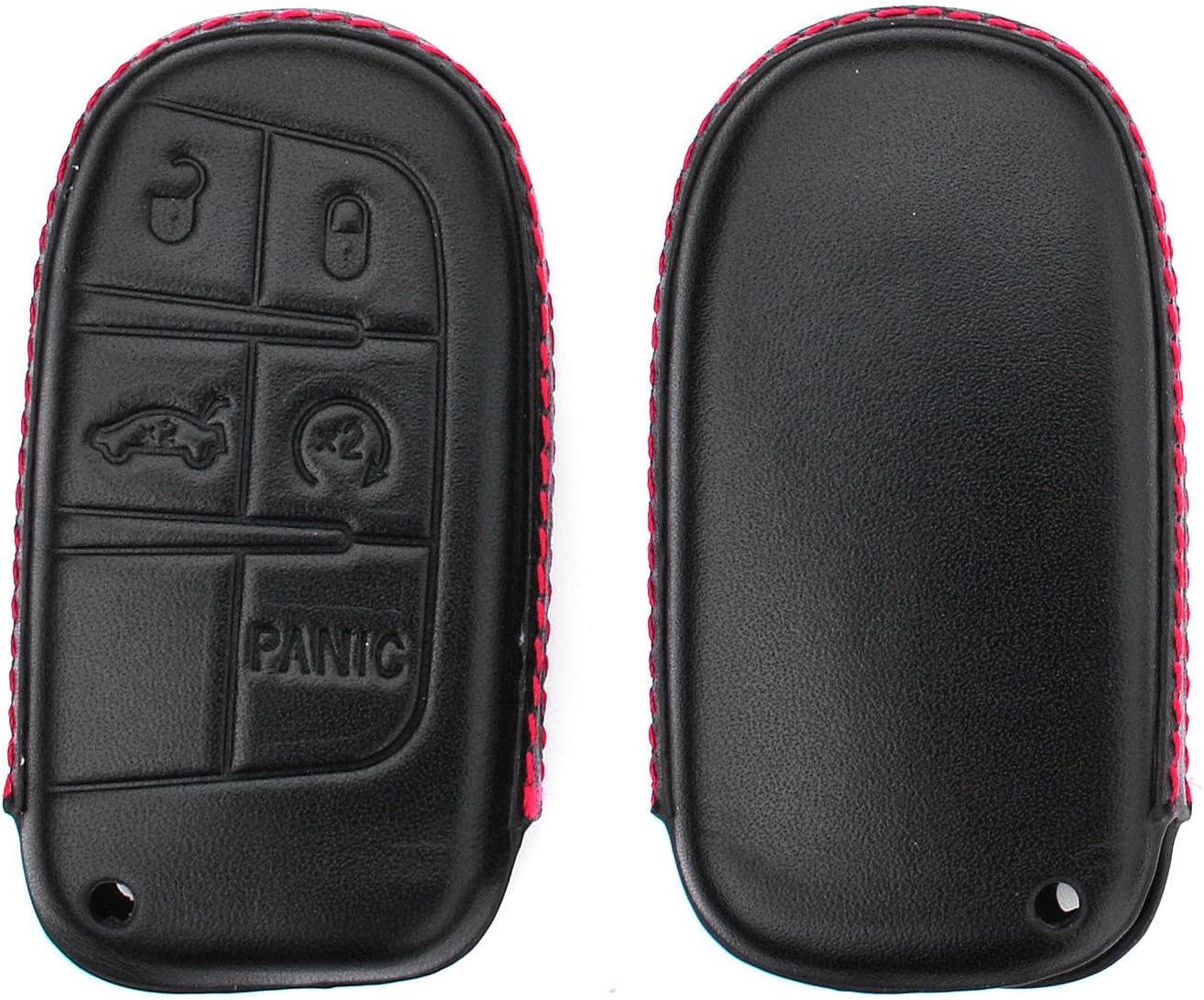 Funda para llavero de cuero genuino para Jeep Compass Grand Cherokeepara Dodge Challenger ChargerPara Chrysler 200 300Para Fiat 500 Car Remote Key
