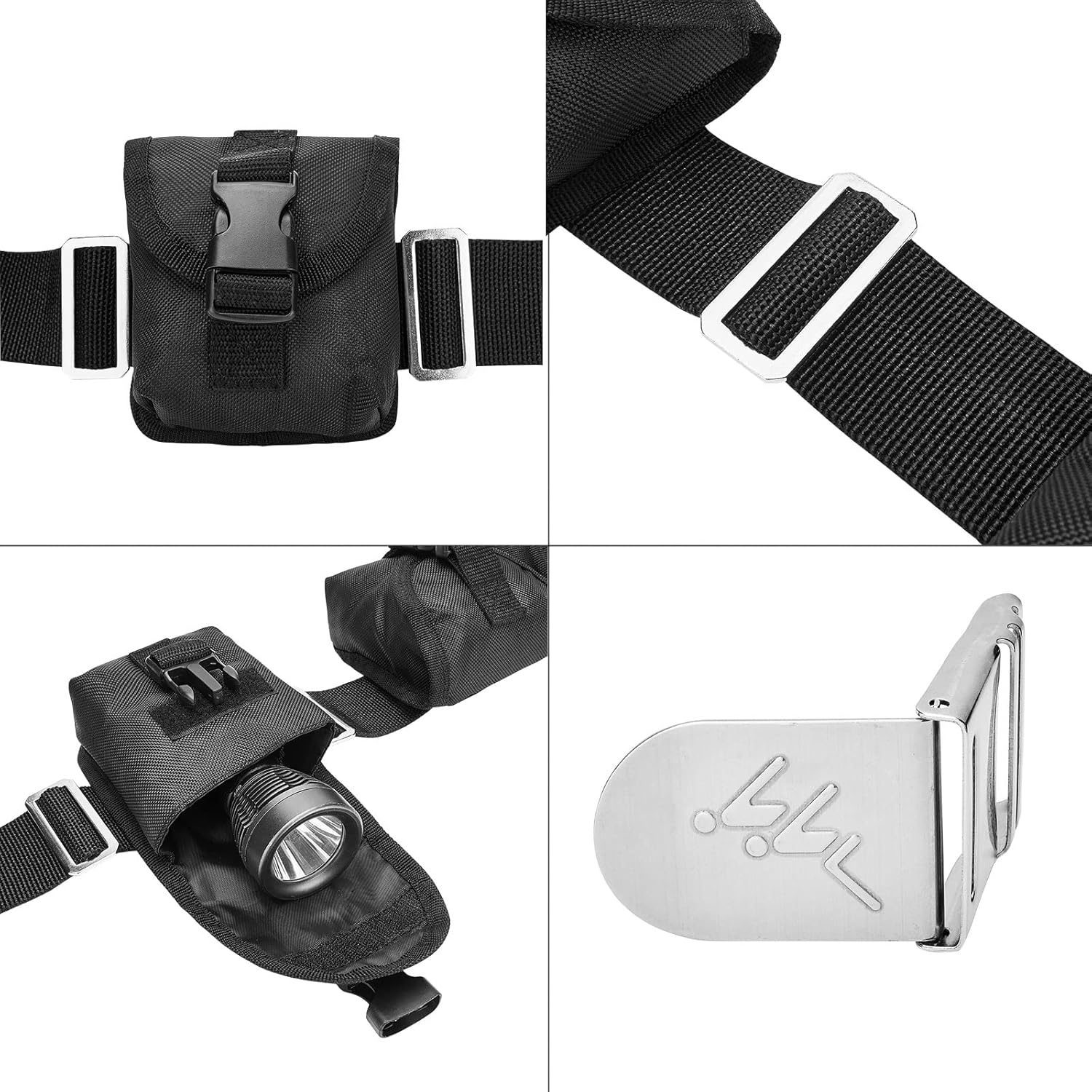 Cinturón de peso para buceo con 4 bolsillos desmontables, hebilla de liberación rápida, bolsillo de buceo + 5 protectores de peso, correa de