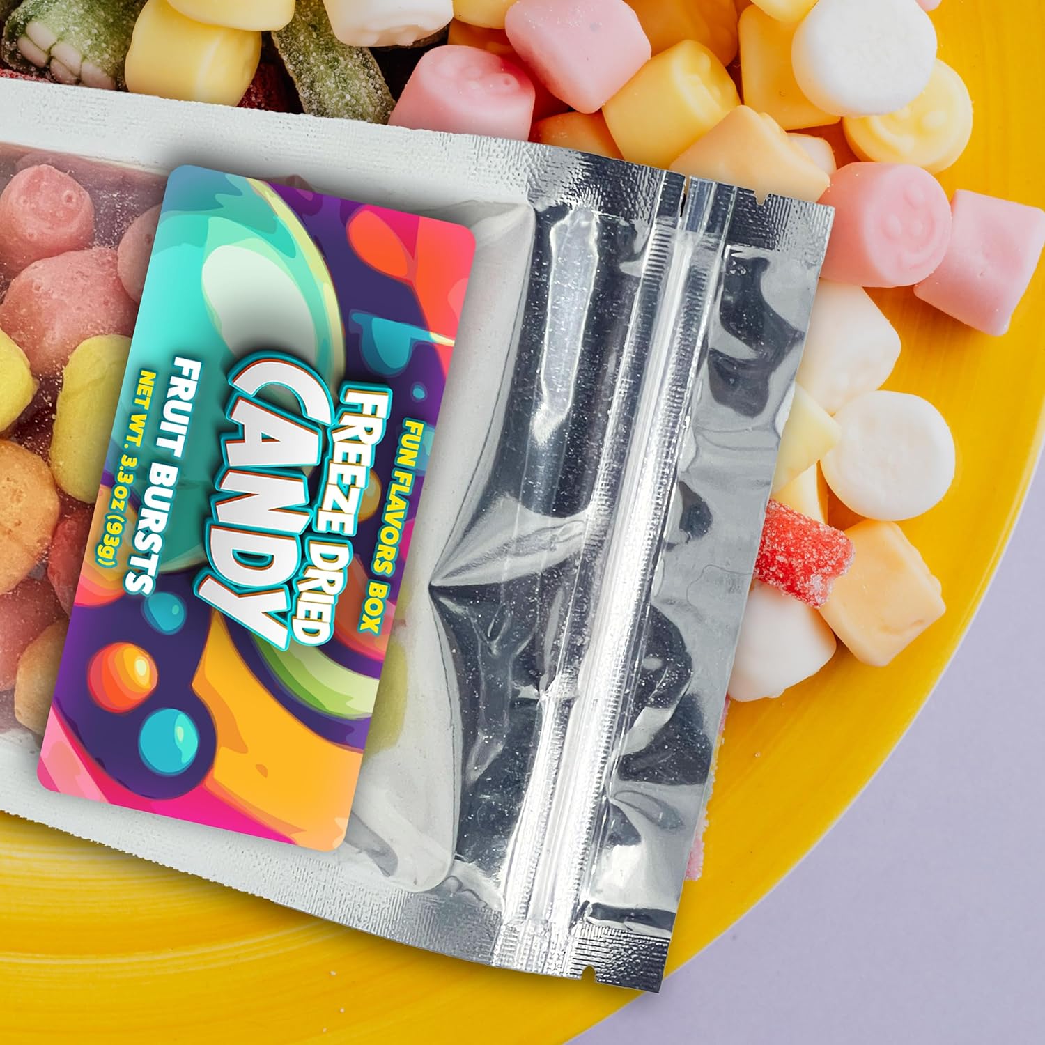 Paquete variado de ráfagas de frutas de caramelo liofilizadas  Snack crujiente  Idea de regalo para fiesta temática espacial, 3.3 onzas