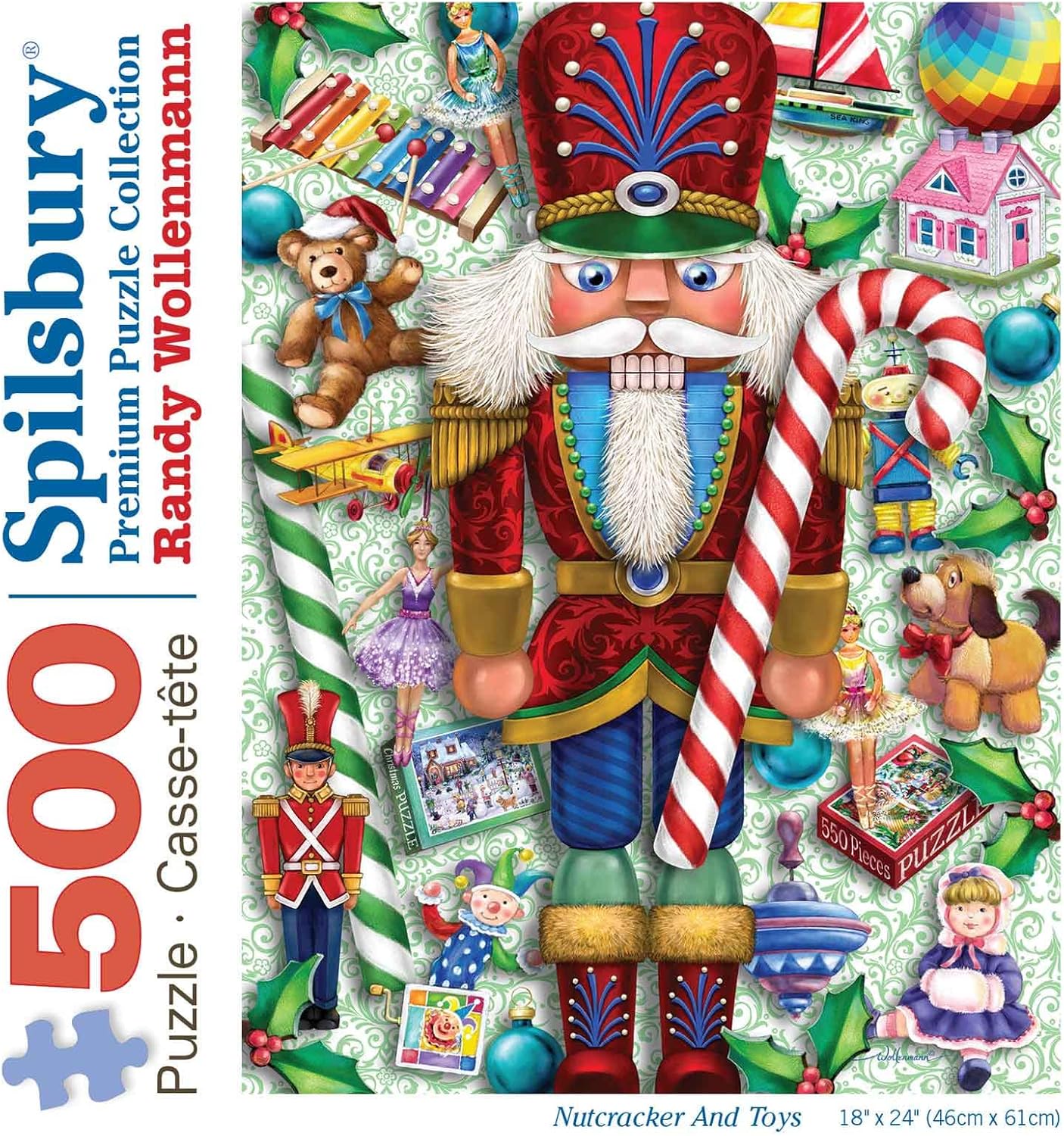 Bits and Pieces – Rompecabezas de 500 piezas para adultos – Cascanueces y juguetes – Rompecabezas de Navidad de piezas grandes del artista Randy