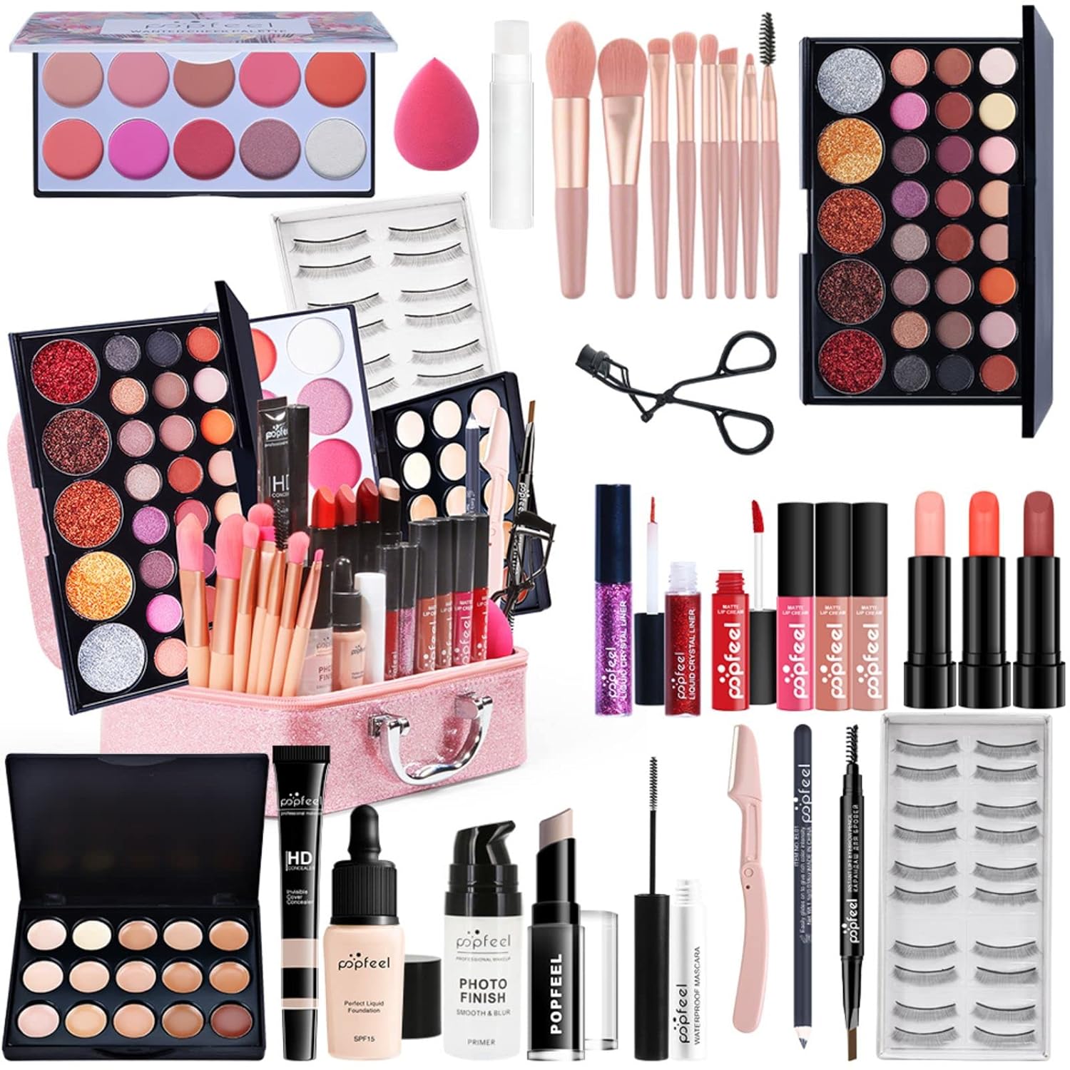 FantasyDay Kit de maquillaje, los juegos de maquillaje premium incluyen base, paleta de sombras de ojos, lápiz labial, juego de brochas de