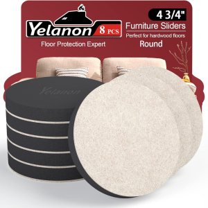 Yelanon – Deslizadores de muebles de fieltro para pisos de madera dura, 8 deslizadores de muebles de 4 34 pulgadas, deslizadores de fieltro Yelanon – Deslizadores de muebles de fieltro para pisos de madera dura, 8 deslizadores de muebles de 4 34 pulgadas, deslizadores de fieltro