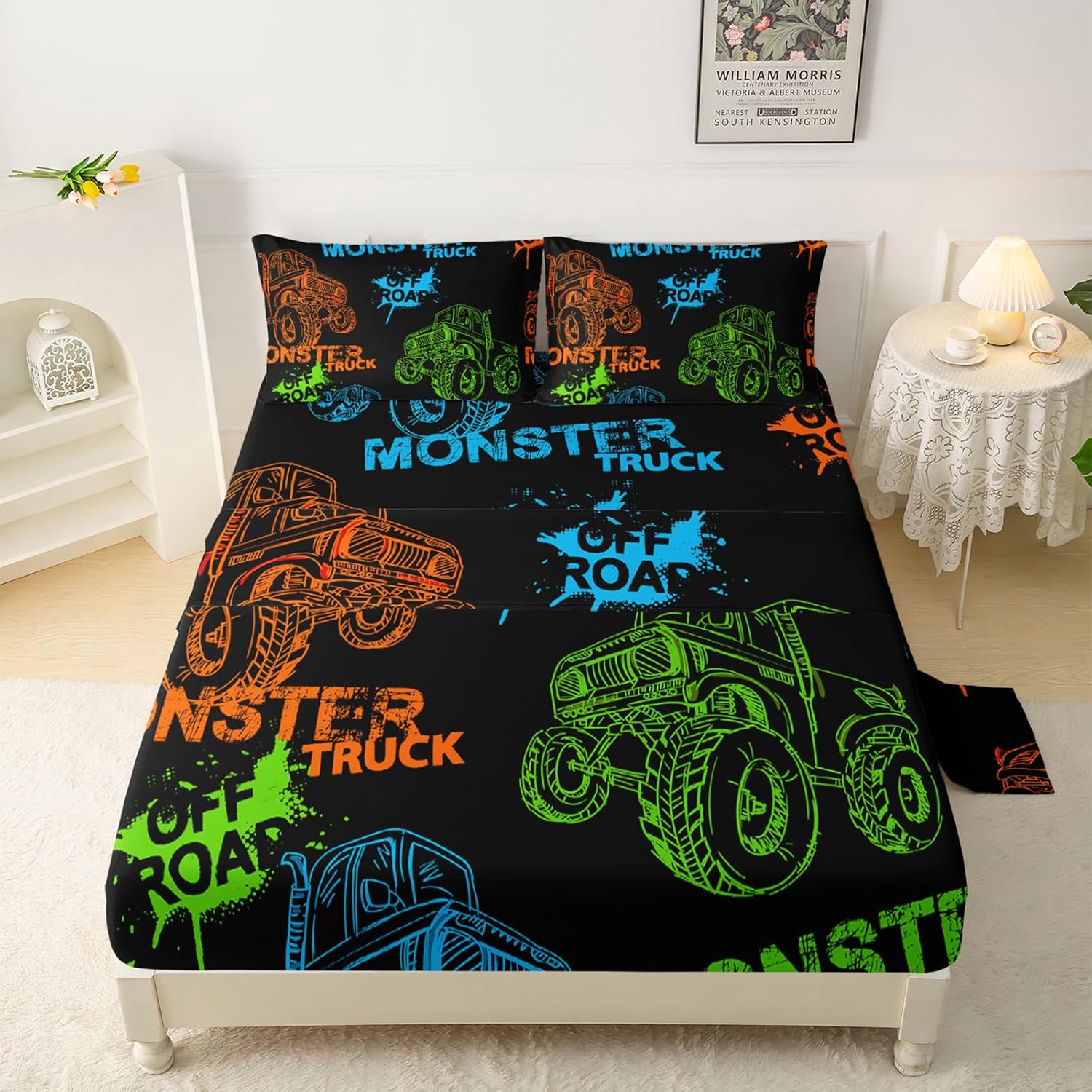 QOOMO Juego de sábanas de 4 piezas de 4 piezas, 1 sábana bajera, 1 sábana encimera y 2 fundas de almohada, tamaño individual