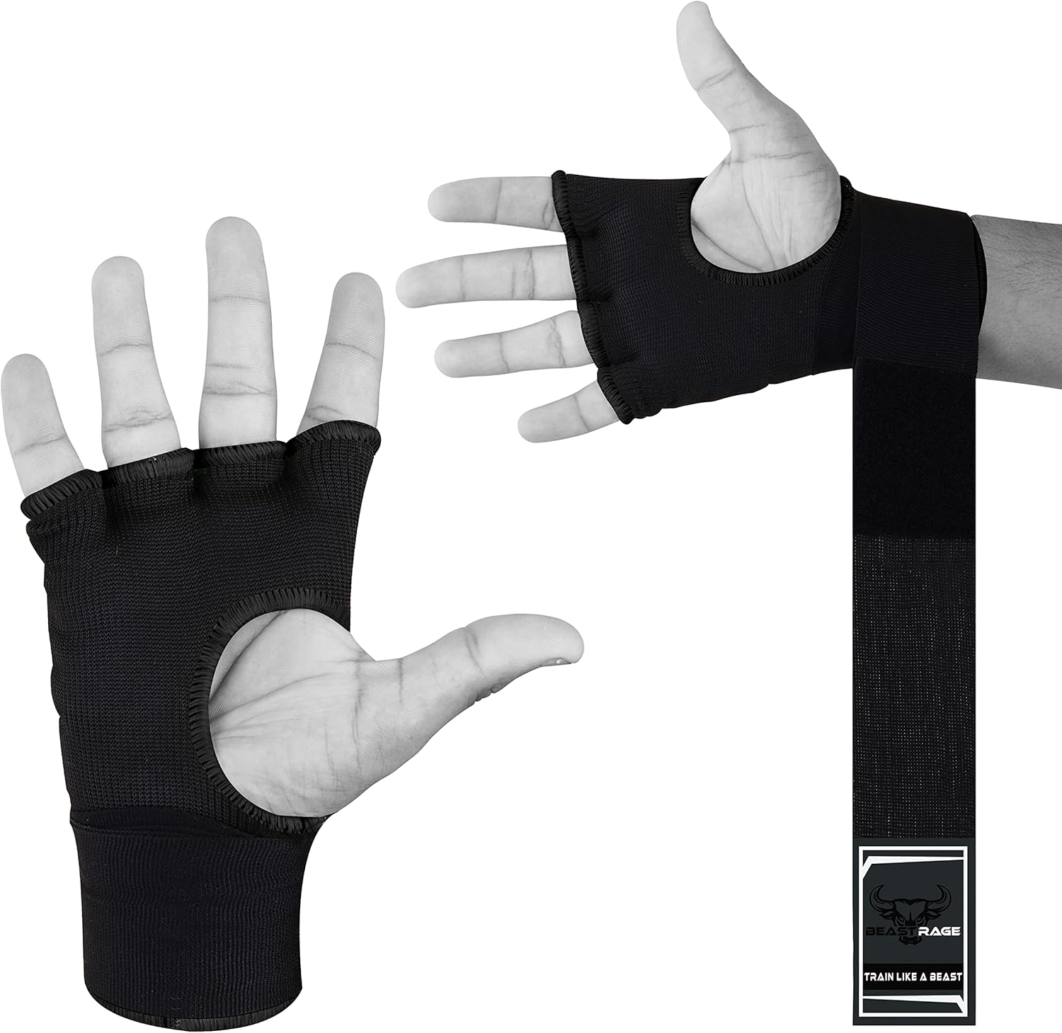 BEAST RAGE Guantes interiores con envolturas de mano, envoltura rápida, largo de 36 pulgadas, soporte de muñeca de MMA, vendajes Muay Thai,