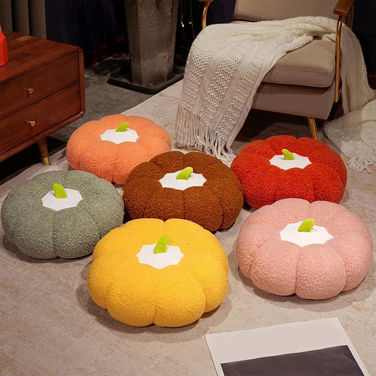 TUNKENCE Cojín de asiento para sillas de patio, cojín de futón de calabaza, cojín redondo creativo para dormitorio, tapete grueso para ventana del