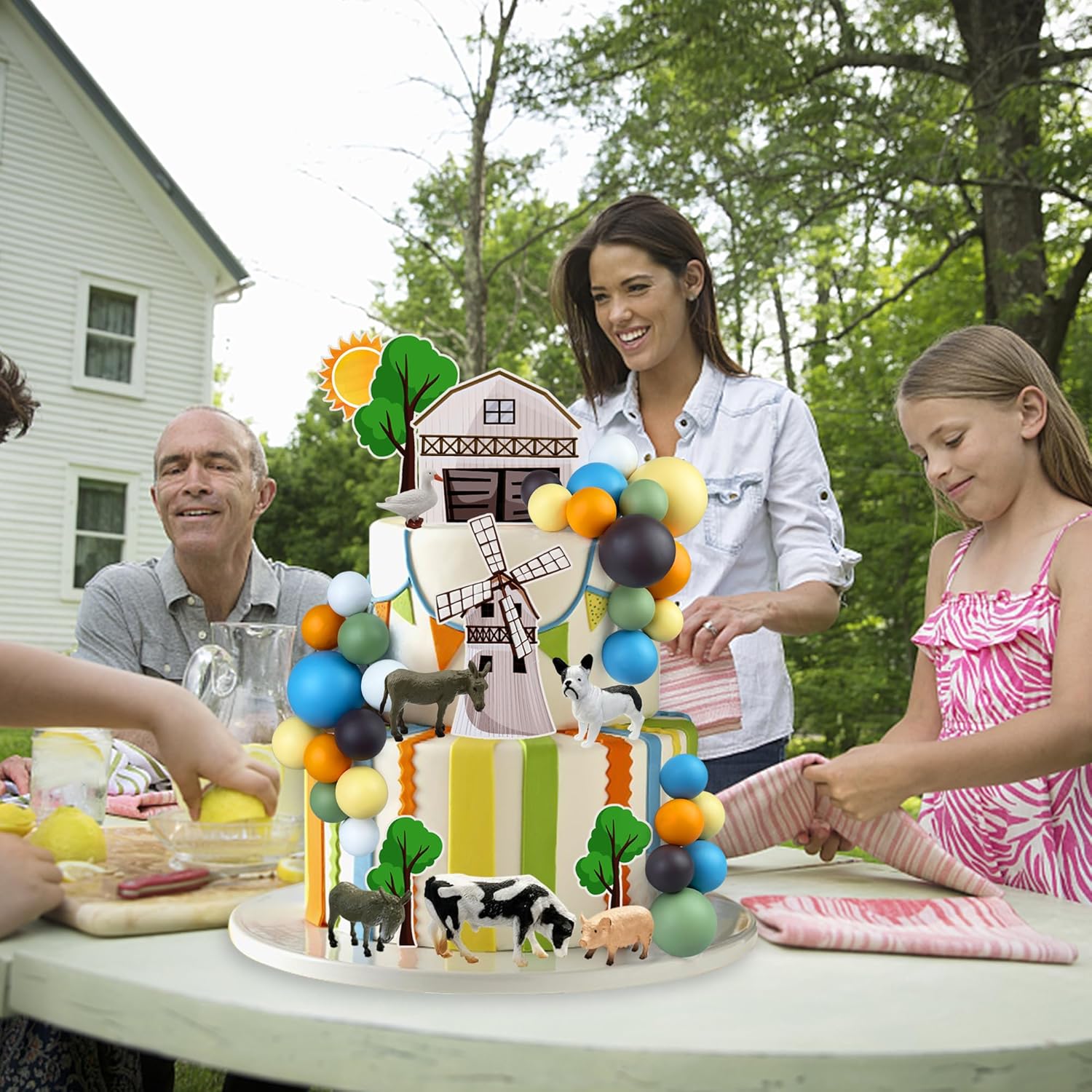 48 piezas de decoración de pasteles de cumpleaños de animales de granja, decoración de pasteles de granja para niños y niñas, animales de granja,