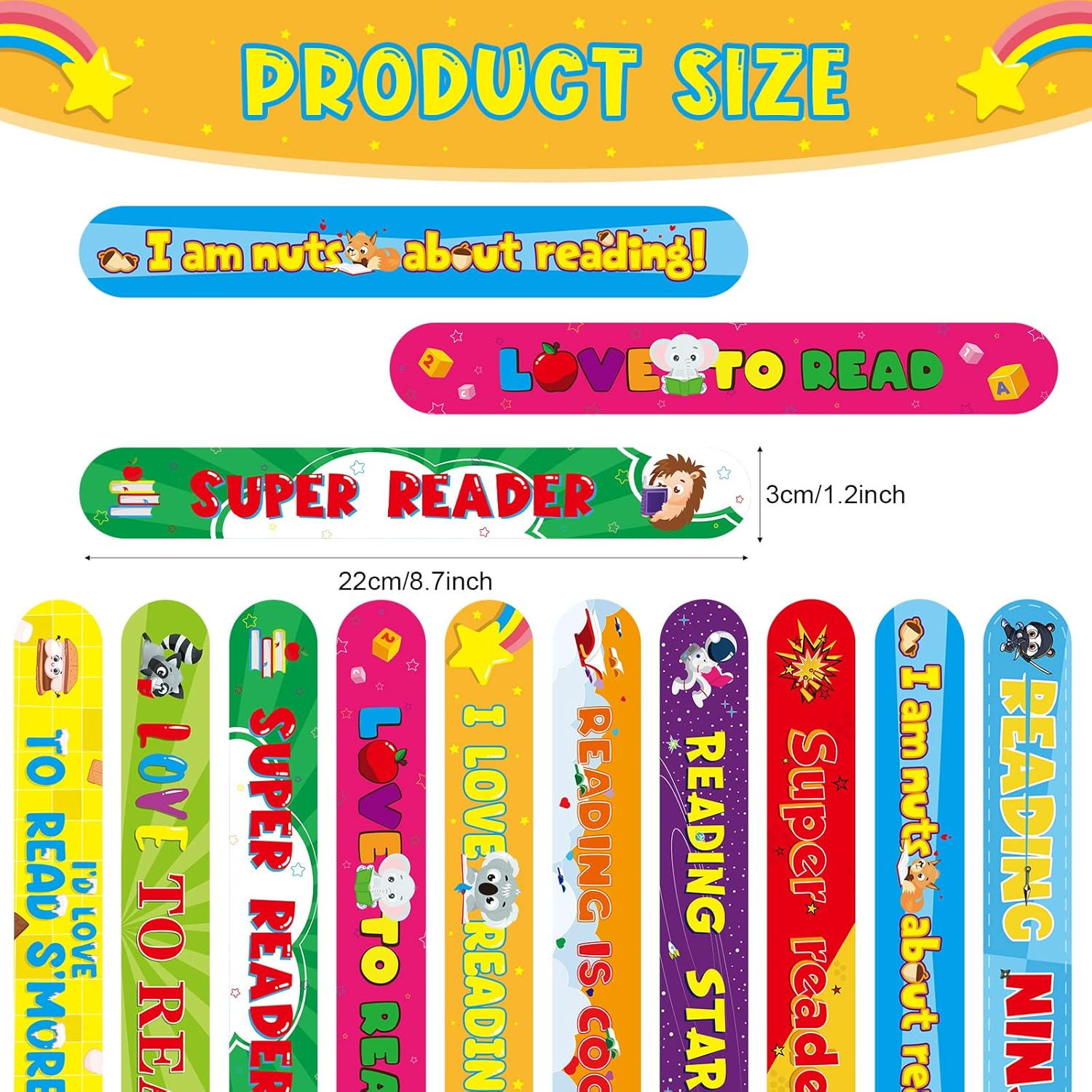Frienda 60 pulseras con botones y pines para lectura, insignias para el aula, recompensas para profesores, premios, regalos de fiesta de escuela