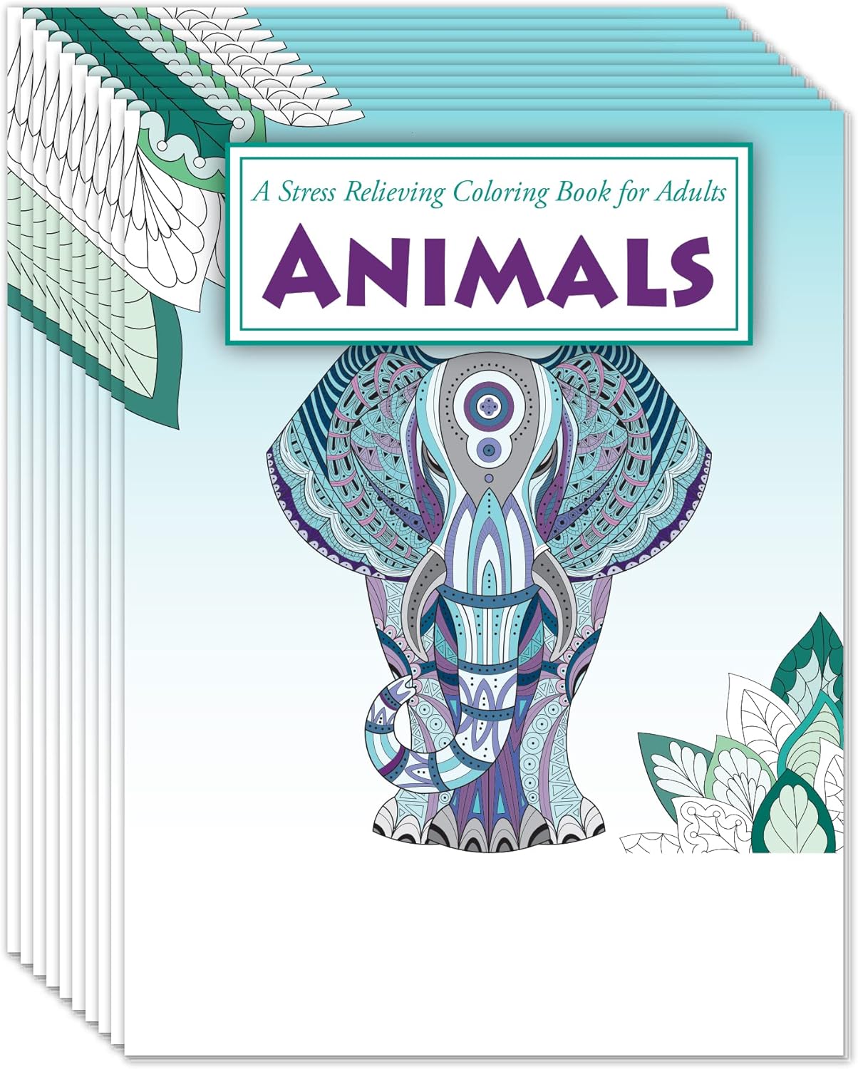 ZOCO Libros para colorear para adultos (paquete de 10)  Animales  Libros para colorear relajantes para adultos, adolescentes y mujeres  Diseños