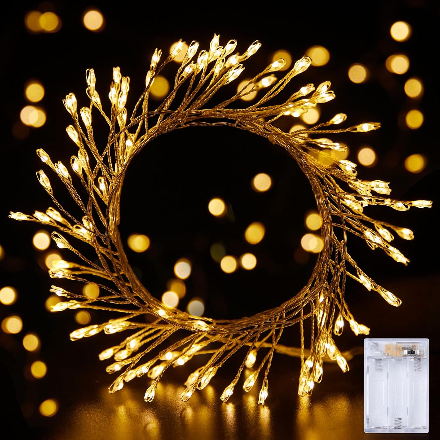 Paquete de 4 luces de hadas que funcionan con pilas, 5 pies, 60 luces LED parpadeantes, impermeables, luces estrelladas para corona, hogar, boda,