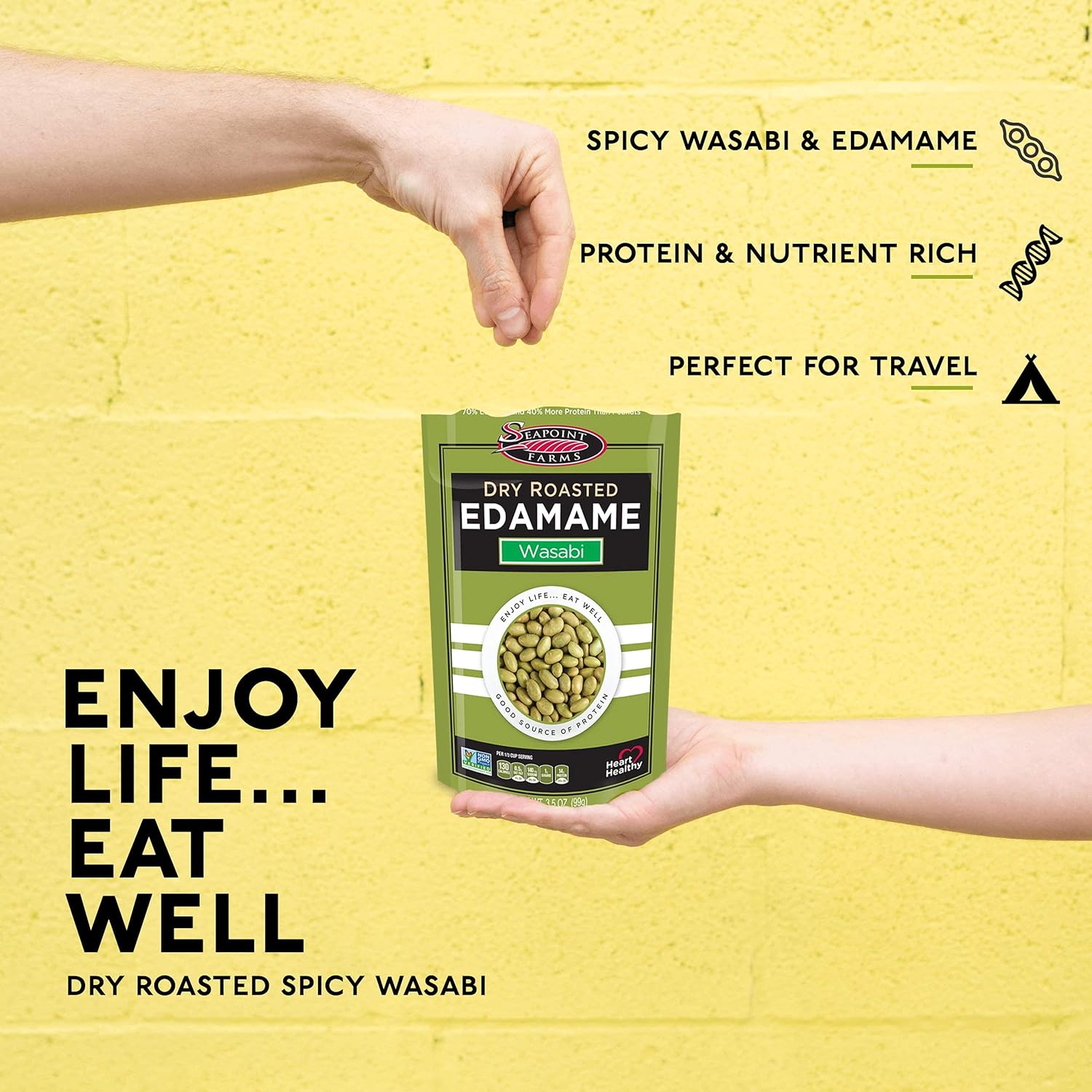 Seapoint Farms – Edamame asado seco, bocadillo sin gluten, 4 onzas