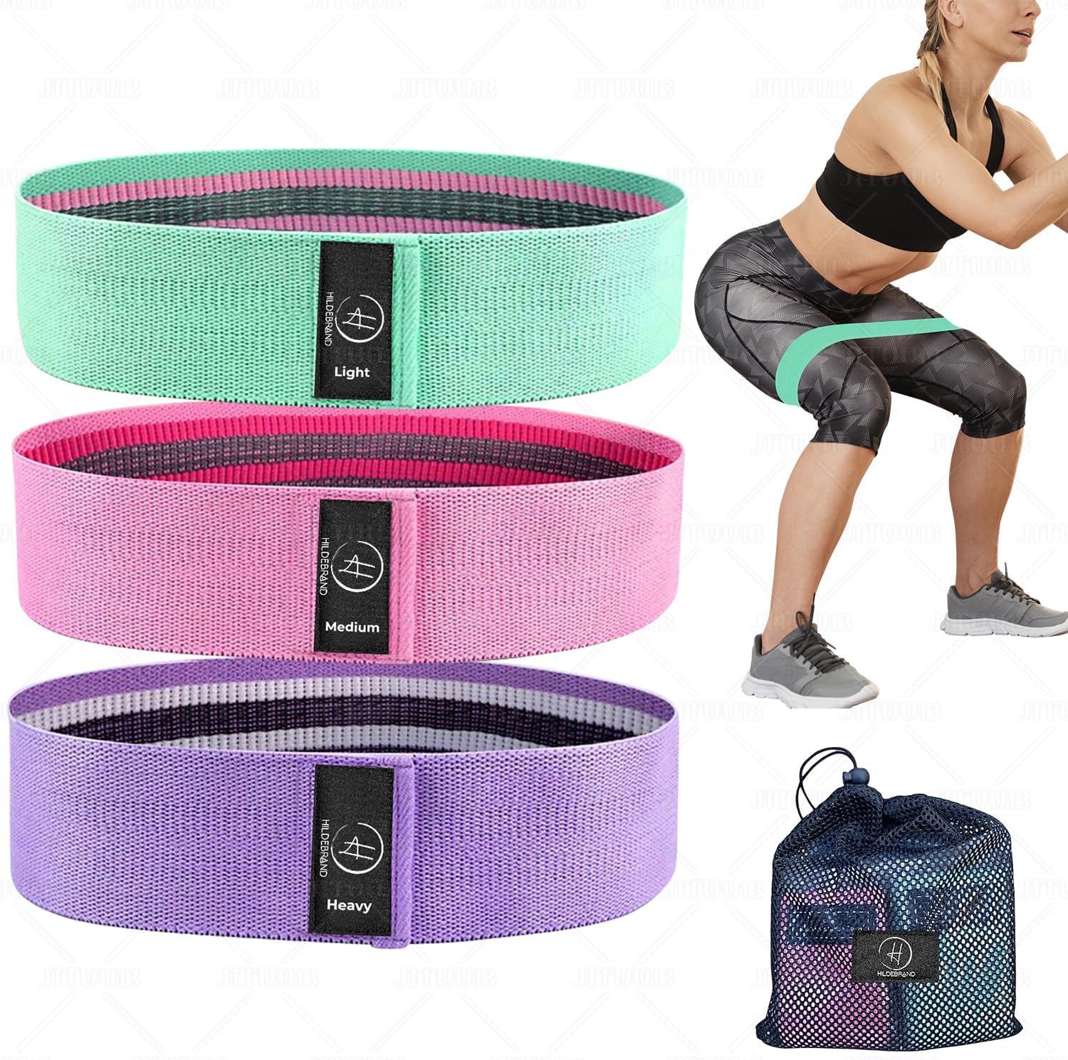 Hildebrand Bandas de resistencia  3 bandas de resistencia para entrenar  Bandas de ejercicio multiusos para abdominales, glúteos, caderas, piernas