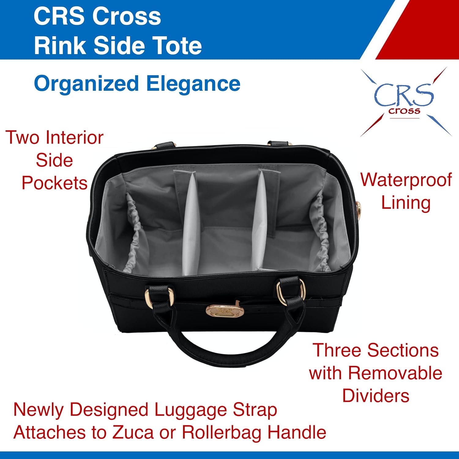 CRS Cross Rink Side Tote – Bolsa de accesorios para patinaje artístico, patinaje sobre hielo, rodillos, en línea, ballet, danza, animación, tenis