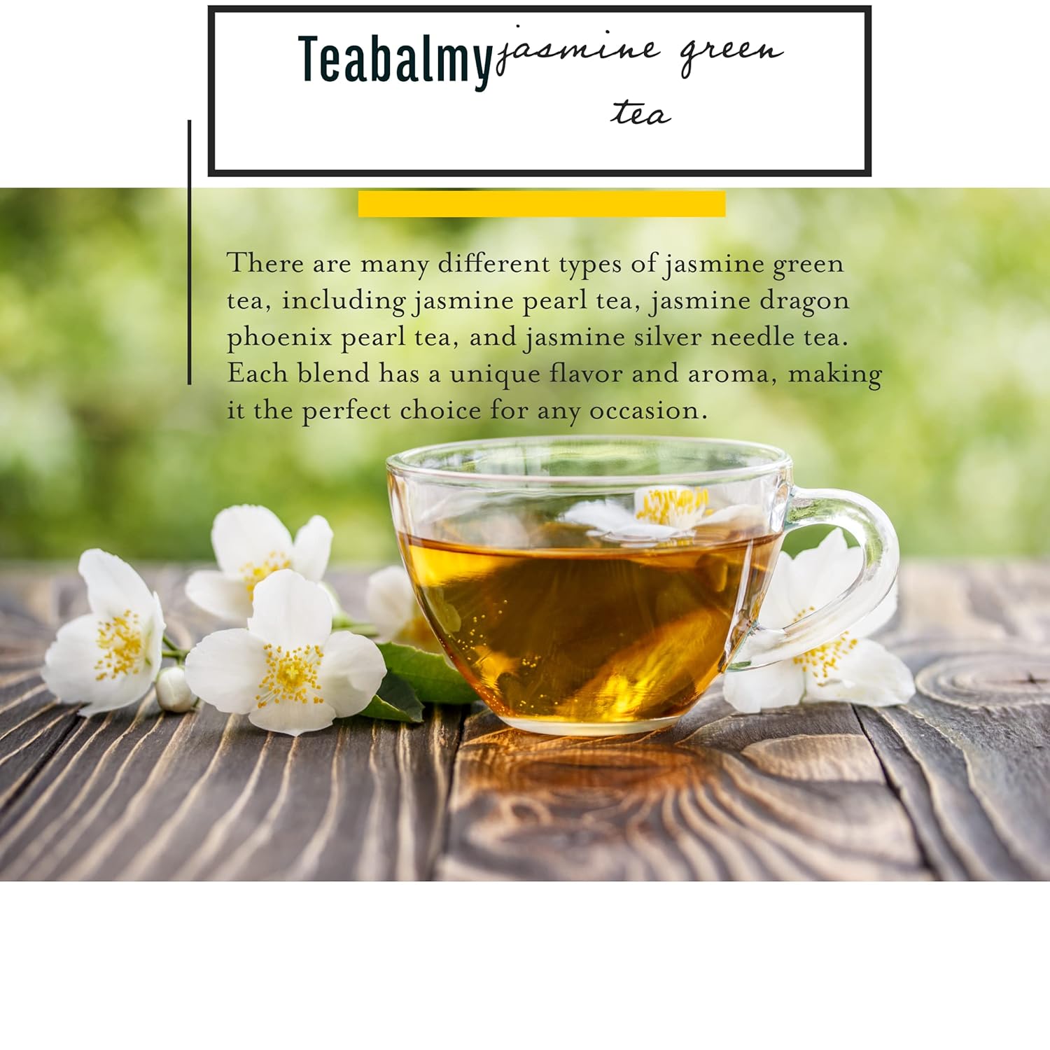 Teabalmy Té verde jazmín  Té verde de hoja suelta  Té verde jazmín  Hoja suelta natural súper antioxidante apoyo a la salud general (J2239) 1.75