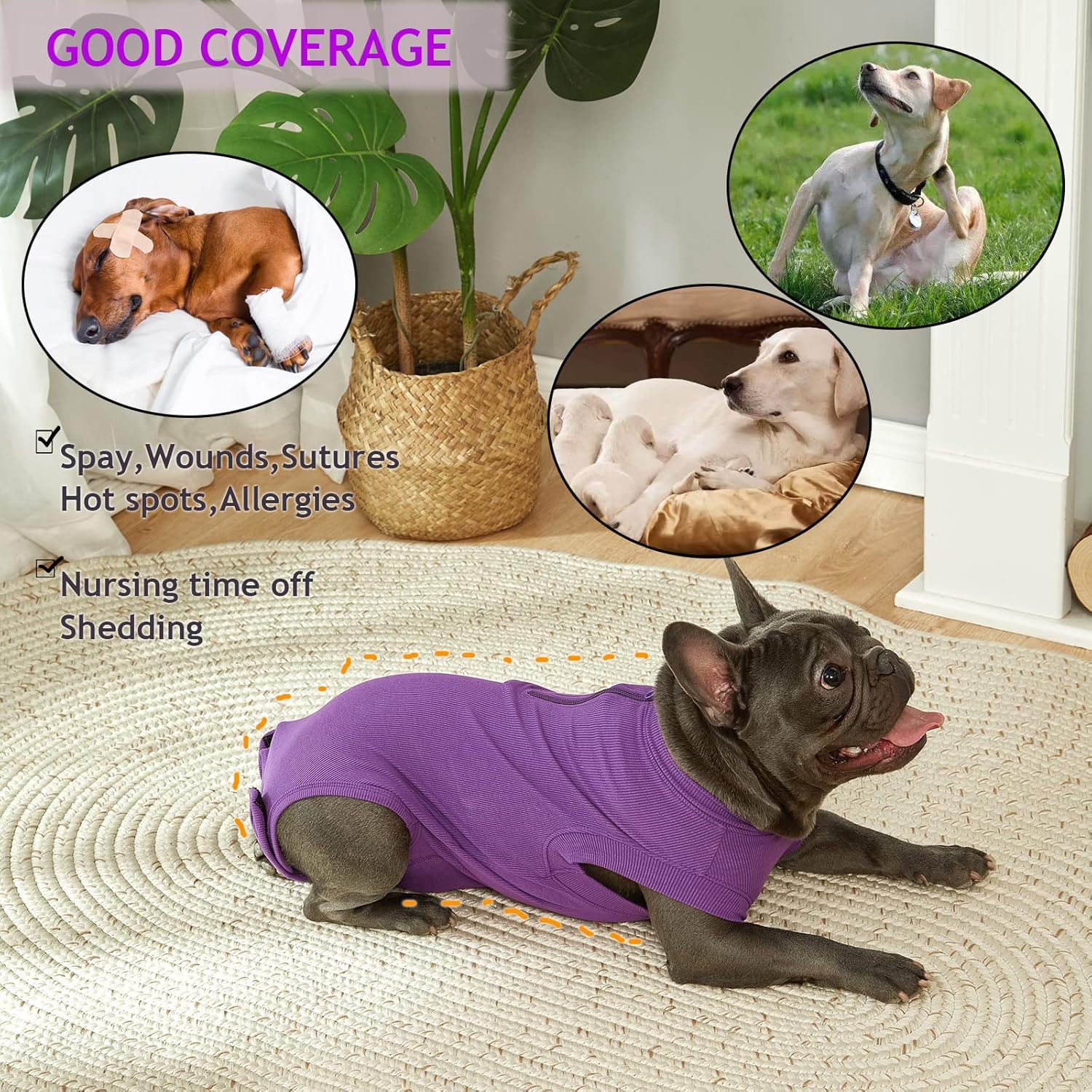 Wabdhaly Traje de recuperación de cirugía para perros, traje pequeño para hembras esterilizadas, machos, perros castrados, cachorros, recuperación