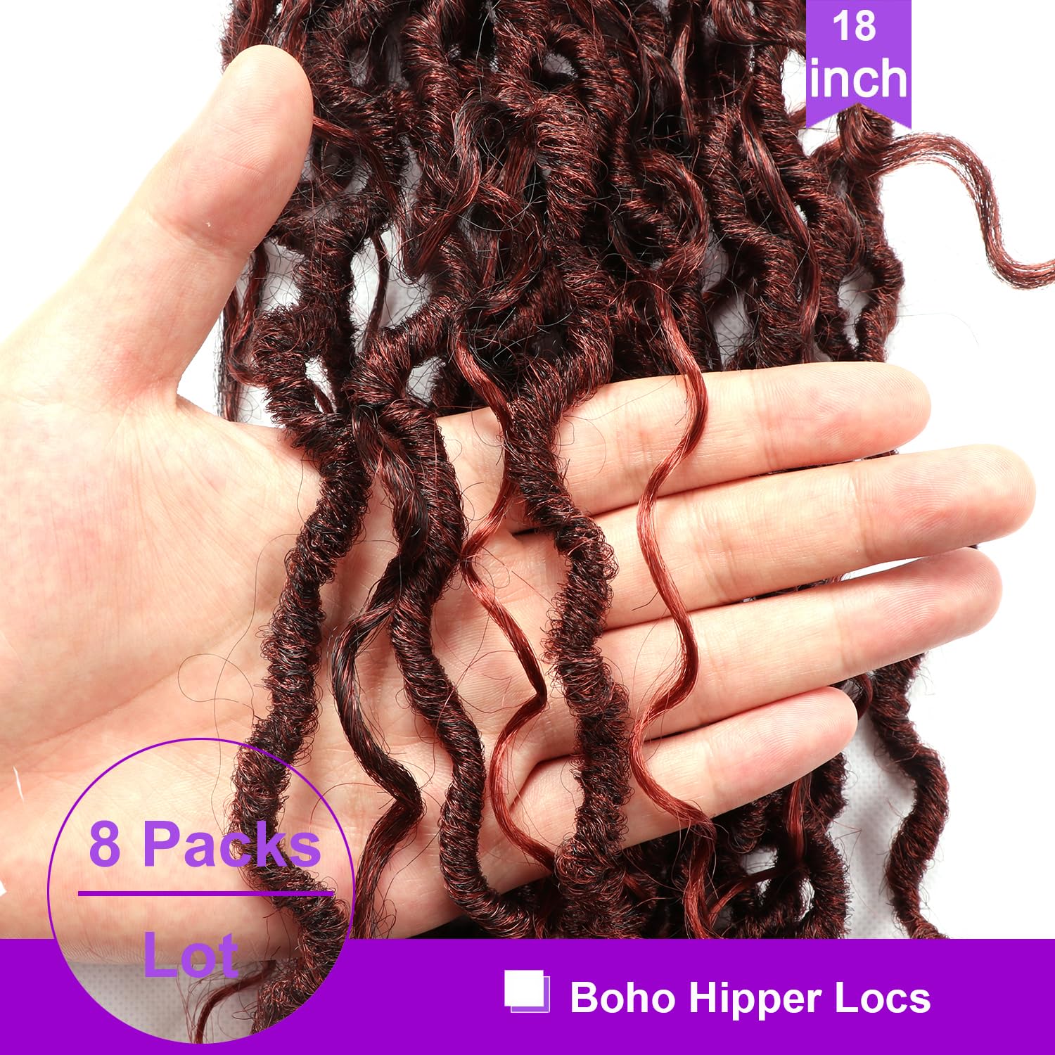 8 paquetes de cabello sintético de ganchillo Goddess Locs de 18 pulgadas para mujeres negras, extensiones de cabello sintético preanudado suave con