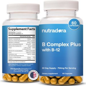 Nutradora Vitaminas del complejo B para mujeres y hombres, suplemento del complejo de vitamina B para la salud celular, crecimiento de glóbulos Nutradora Vitaminas del complejo B para mujeres y hombres, suplemento del complejo de vitamina B para la salud celular, crecimiento de glóbulos