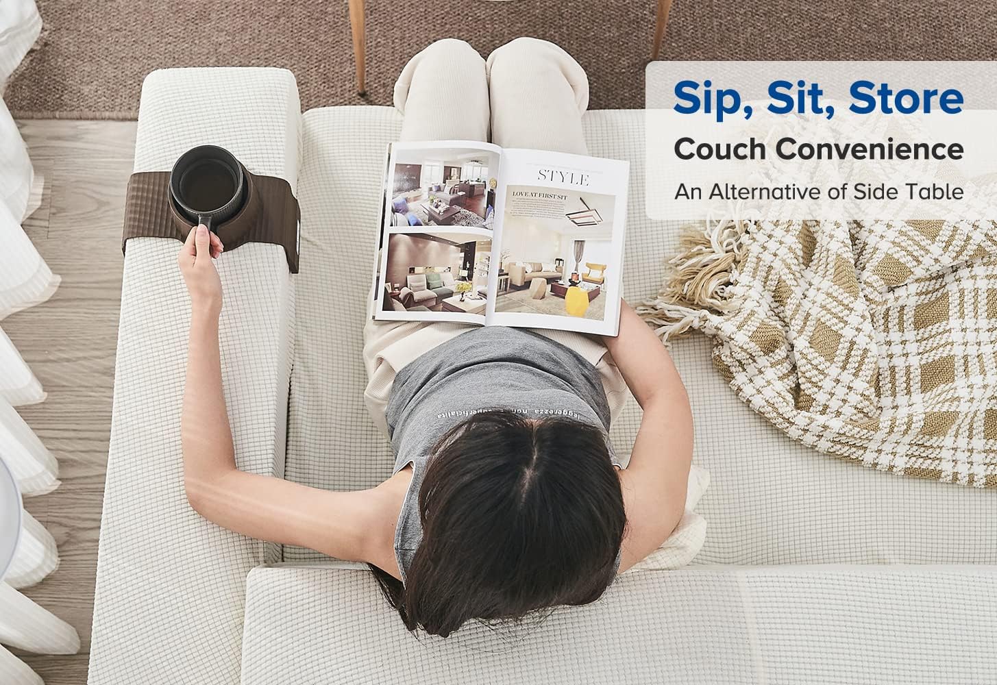 Elimiko – Soporte de silicona para bebidas para sofá con soporte de taza grande mejorado, para tazavasobebidacafébotellalatas, regalos para mamá,