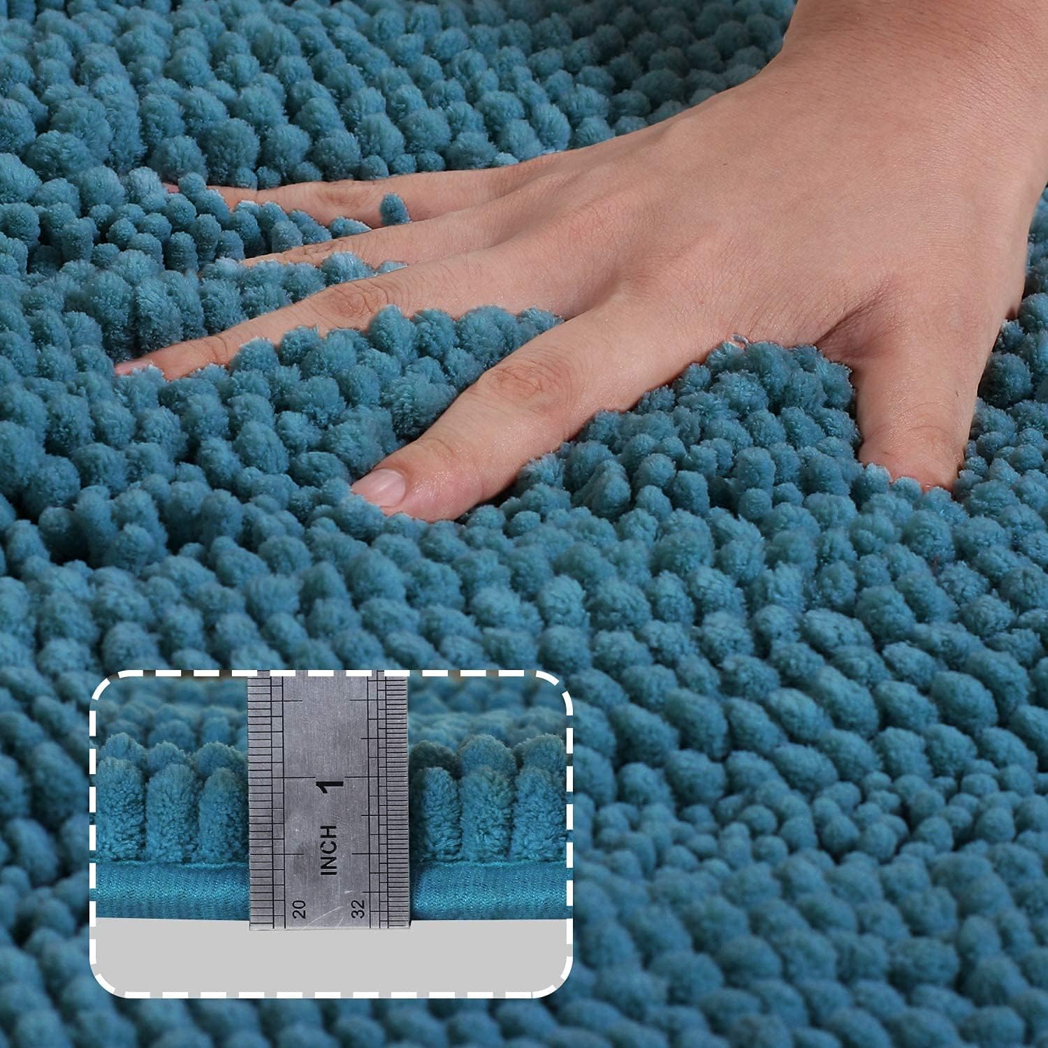 Juego de tapetes para baño de felpilla antideslizantes para baño, tapetes peludos súper absorbentes para bañera, regadera, inodoro, alfombra de baño