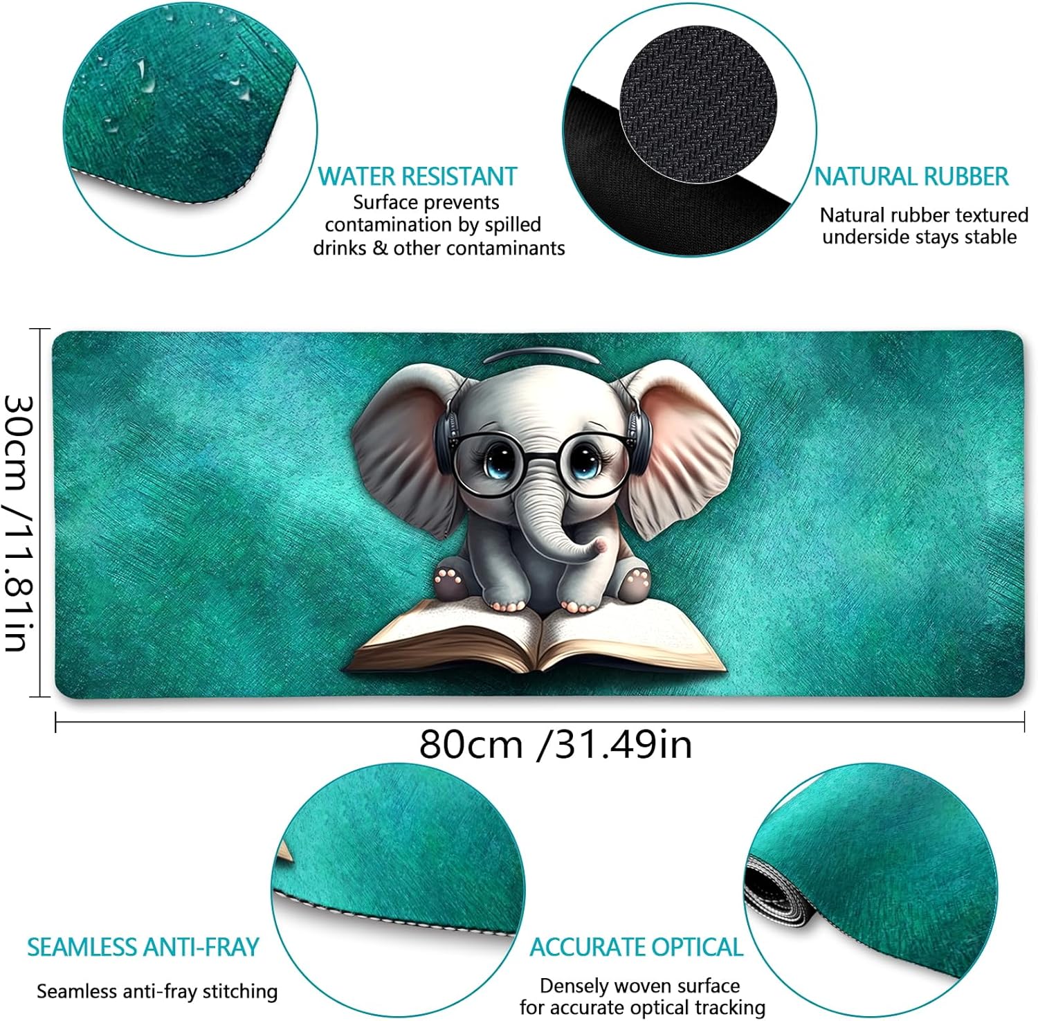 Alfombrilla de mouse de elefante para escritorio, bonita alfombrilla de escritorio, alfombrilla de mouse grande antideslizante para computadora,