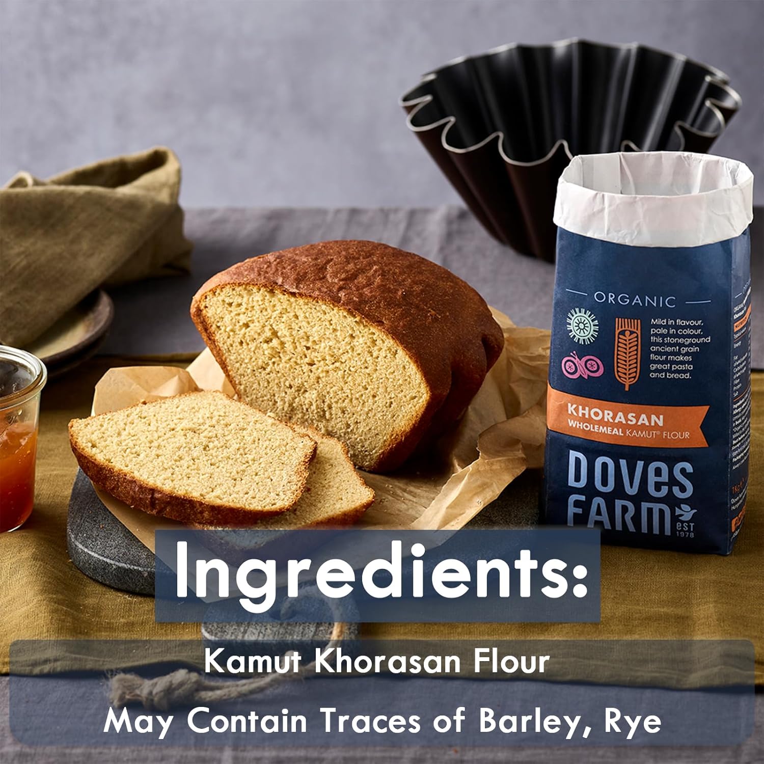 Doves Farm – Harina de pan integral orgánica Kamut Khorasan  2.2 lbs  Mezcla de granos antiguos rica en nutrientes para panaderos conscientes de la