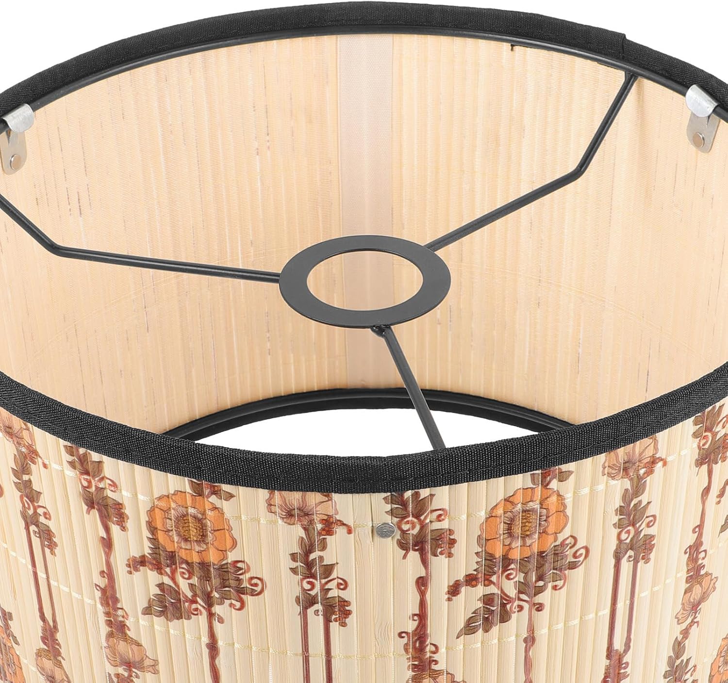 SEWACC Pantalla de lámpara de tambor de bambú, pantalla de luz impresa, pantalla de barril, lámpara de pared, cubierta de luz para dormitorio, sala