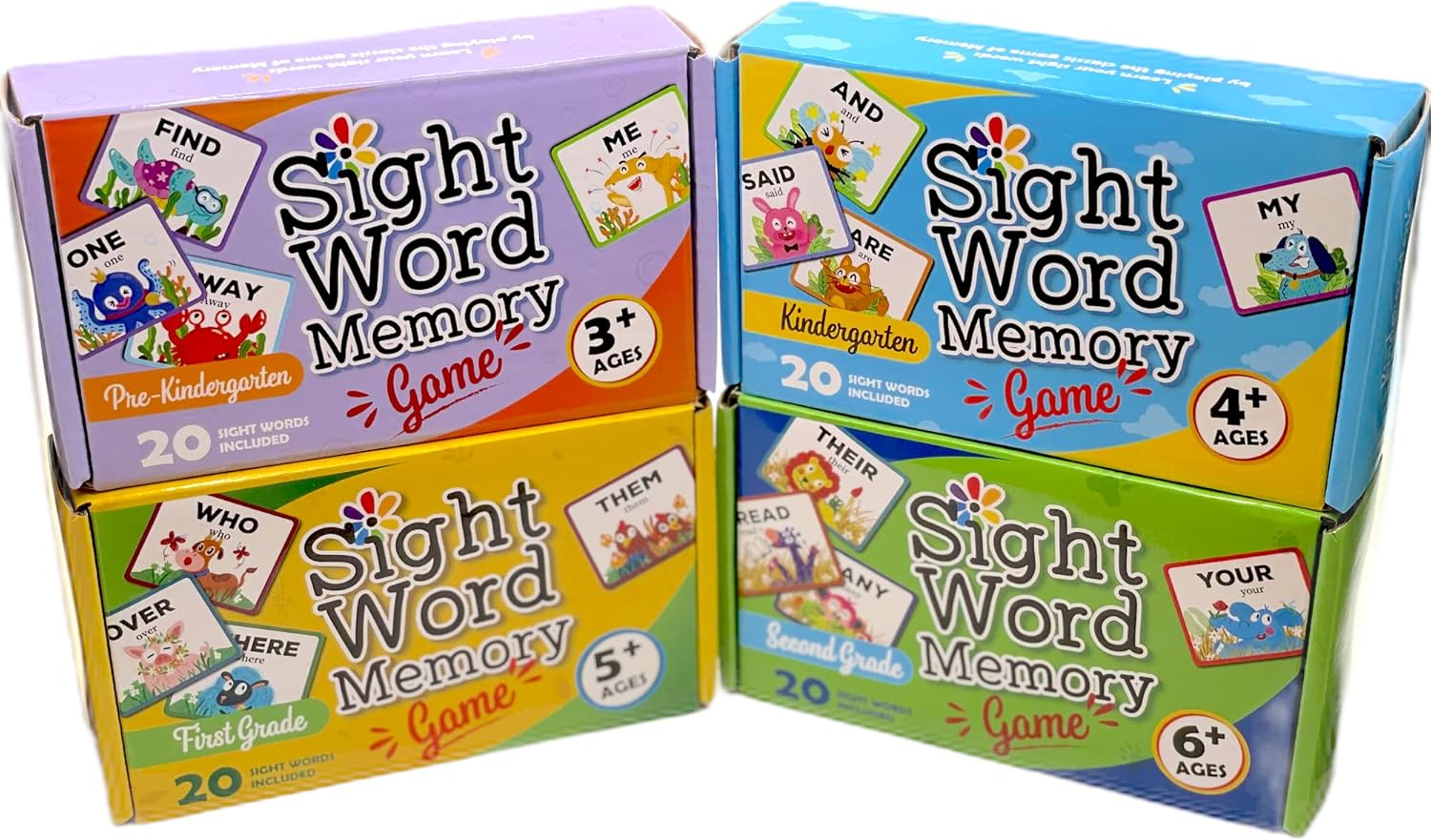 Juego de memoria de palabras a la vistajuego de combinación. Lectura y desarrollo del lenguaje para los grados Pre-Kindergarten a Segundo Grado.
