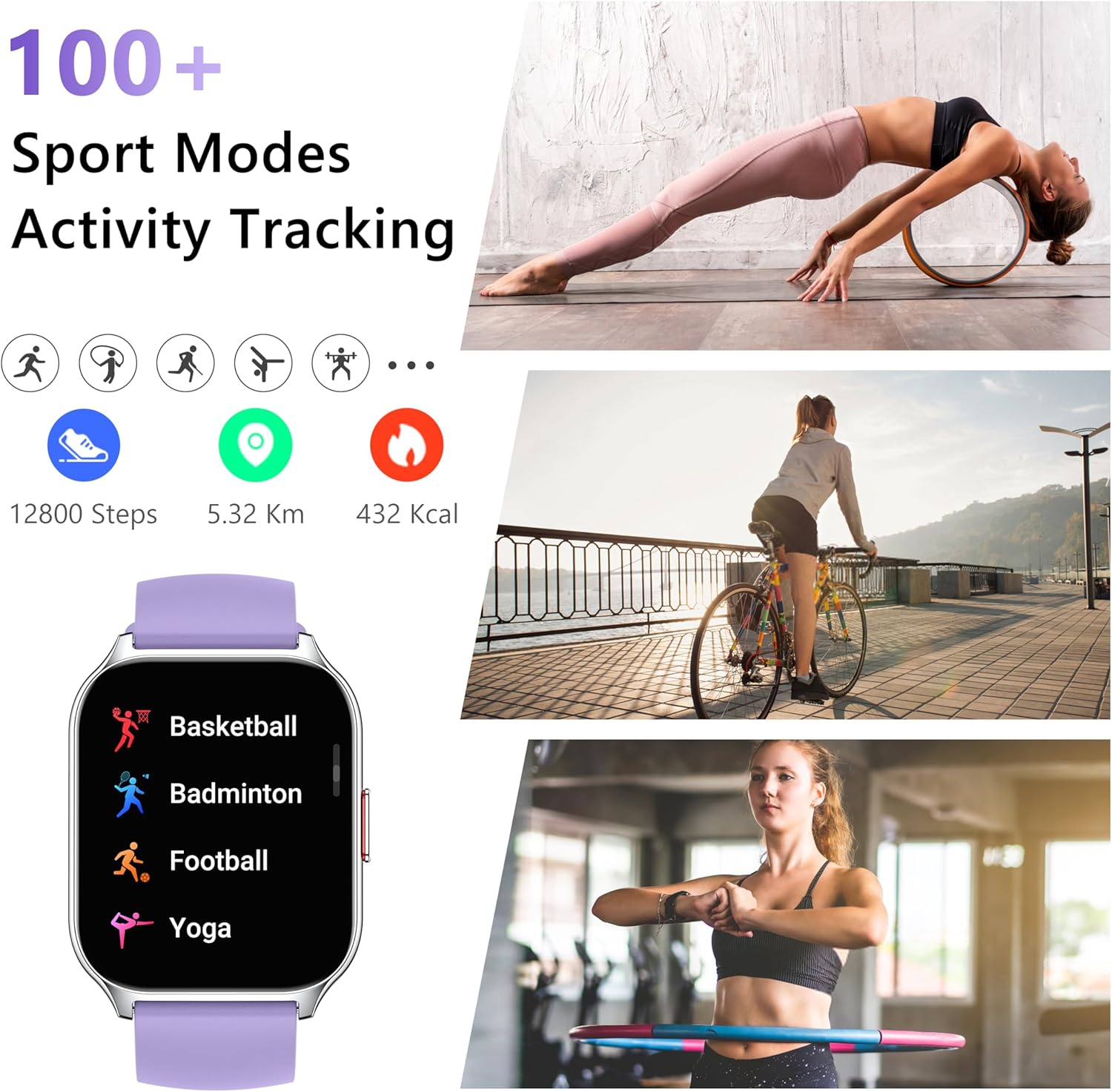 ZOSKVEE Reloj inteligente para mujeres y hombres (marcadorespuesta de llamadas), reloj de seguimiento de fitness de 2.0 pulgadas con monitor de