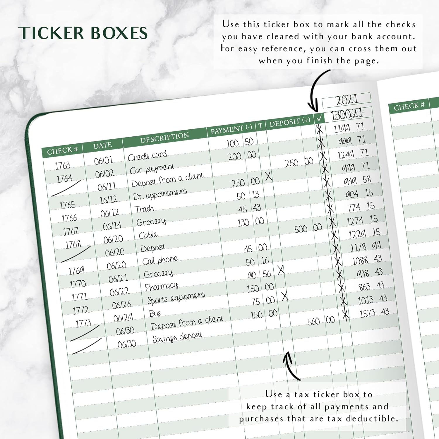 Legend Planner Libro de registro de cheques – Libro contable para pequeñas empresas y uso personal – Registro de chequera para rastrear