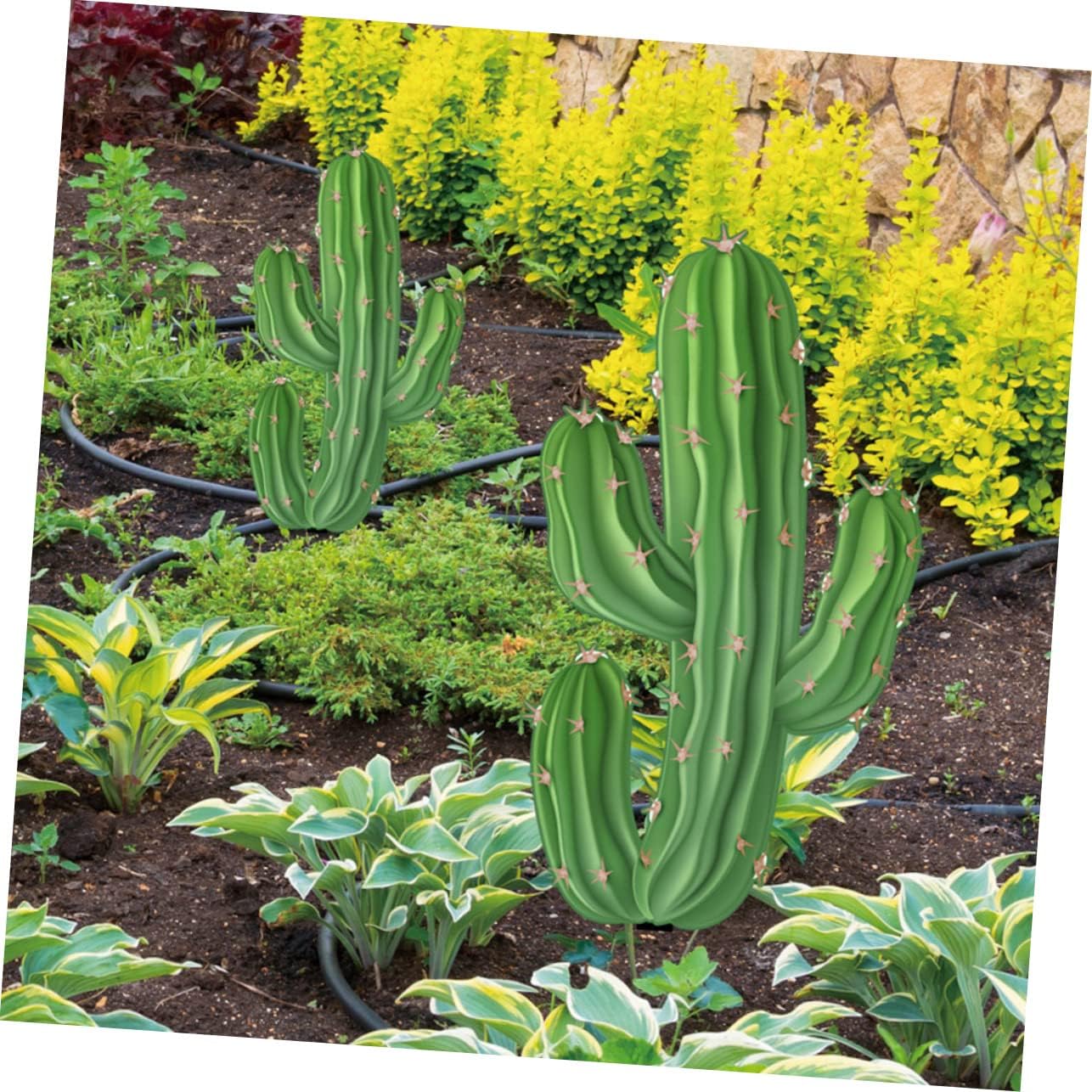 VILLCASE 2 piezas de cactus decoración de jardín decoración de cactus decoración de puerta exterior jardín estacas carteles cactus patio adorno