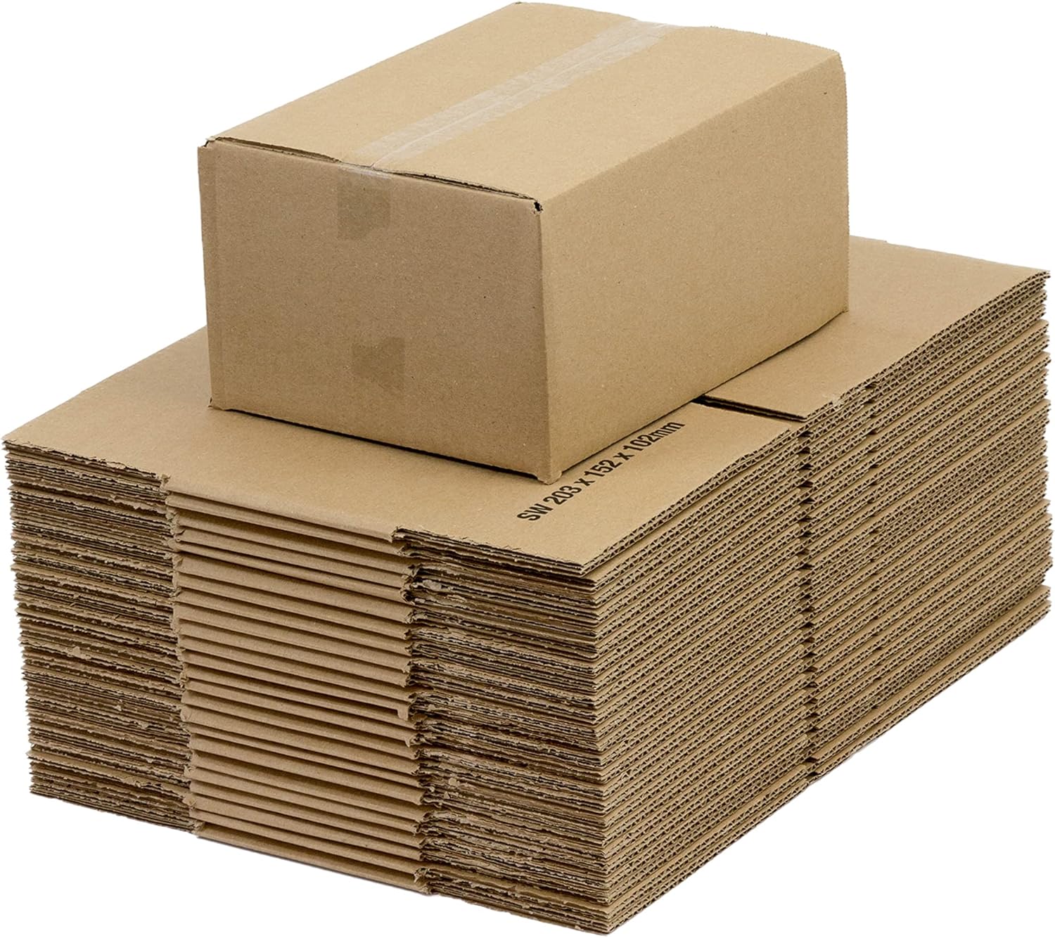 Cajas de envío de cartón de una sola pared 203x152x102mm (8x6x4″) Paquete de 25 cajas