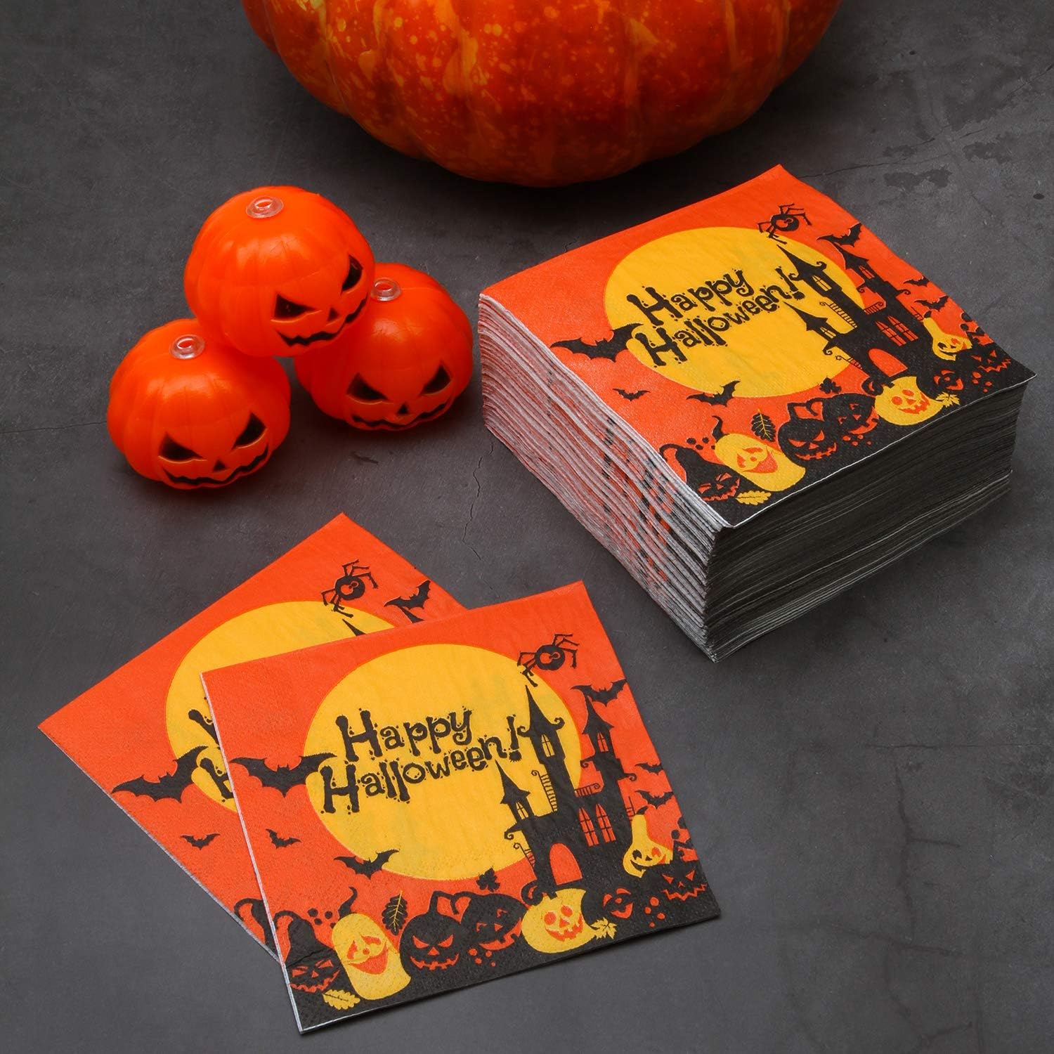 Elcoho 150 servilletas de papel desechables de Halloween para bebidas horriblemente elegantes servilletas de cóctel con 2 capas, 5 x 5 pulgadas