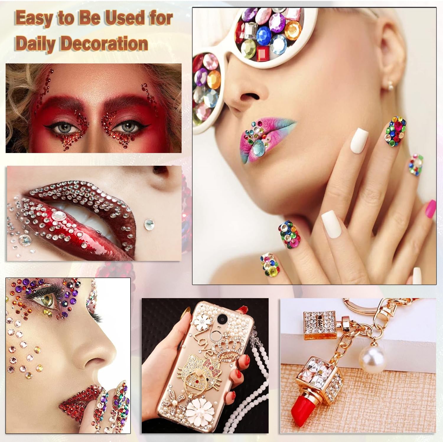 3600 diamantes de imitación de cristal rojo para uñas, diamantes de imitación de cristal con parte trasera plana para decoración artística Nair