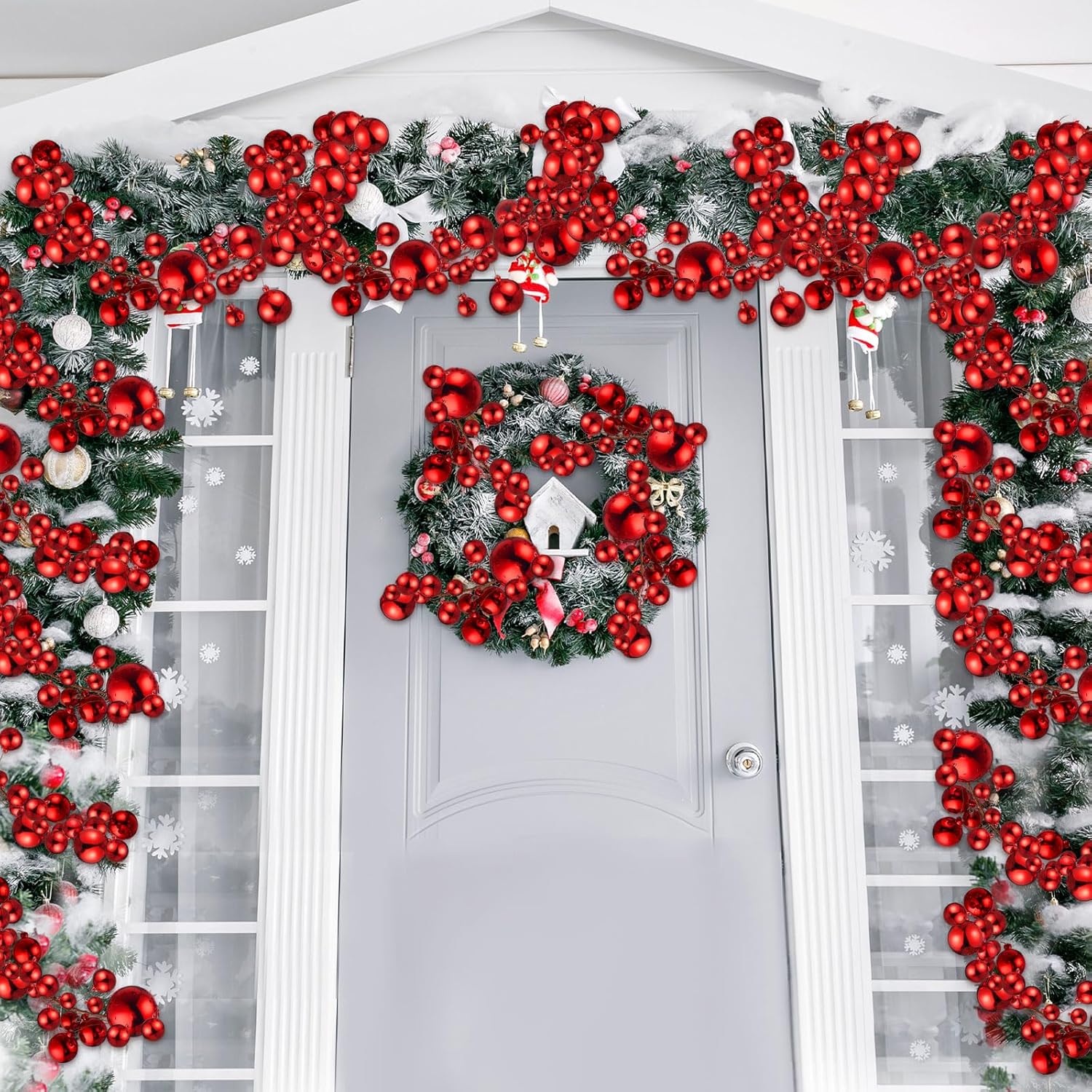 2 guirnaldas de bolas de Navidad de 6.6 pies, adornos de bolas resistentes, guirnalda de bolas de árbol de Navidad, guirnalda para suministros de