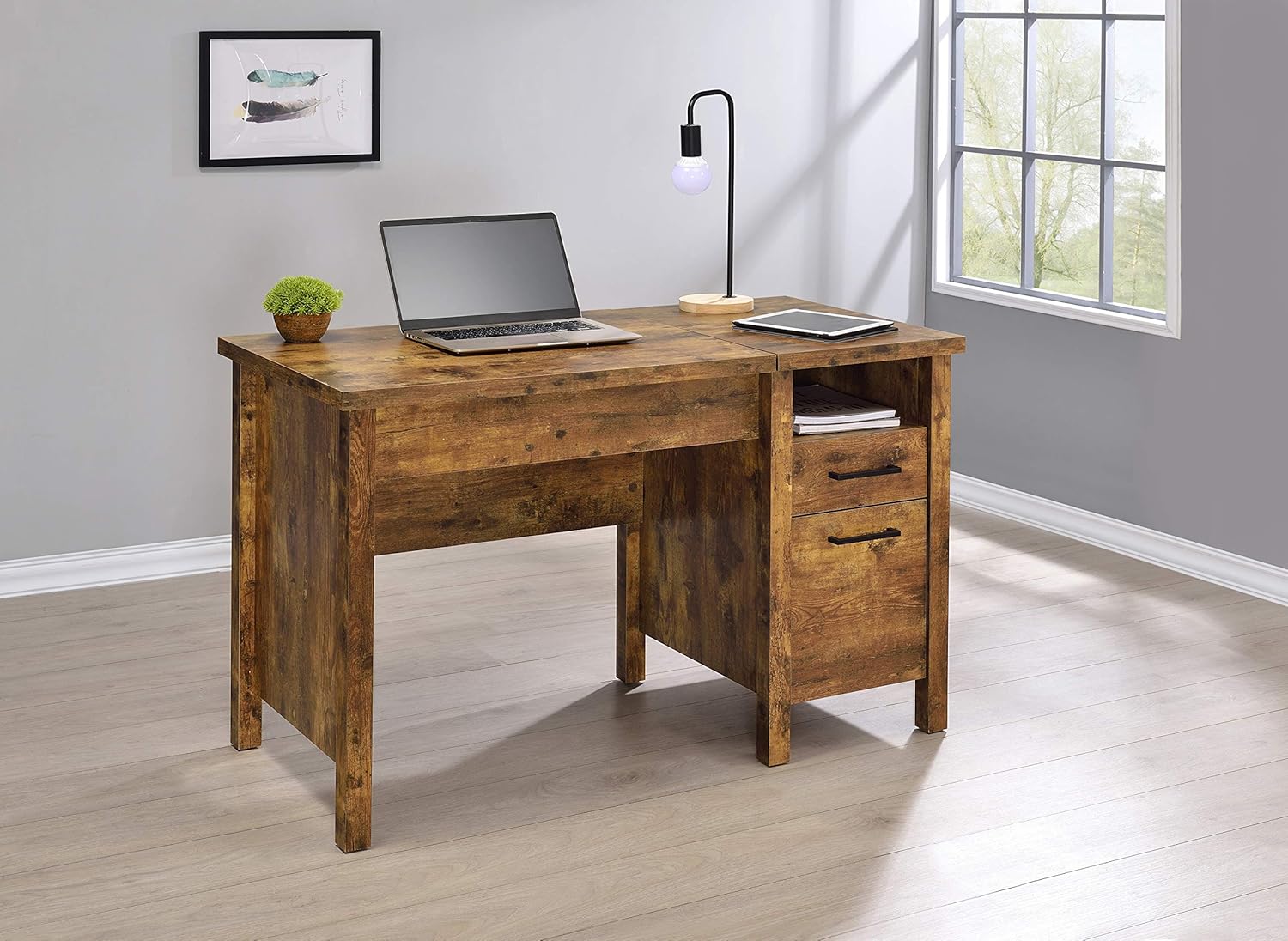 Coaster Furniture Delwin 881240 – Armario de archivos con tapa de elevación antigua, nuez moscada