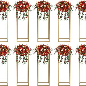 Gdrasuya10 Soporte de flores de metal para boda, 31.5 pulgadas, 10 unidades, para boda, jarrones, soporte de flores, letrero de hierro dorado, marco Gdrasuya10 Soporte de flores de metal para boda, 31.5 pulgadas, 10 unidades, para boda, jarrones, soporte de flores, letrero de hierro dorado, marco