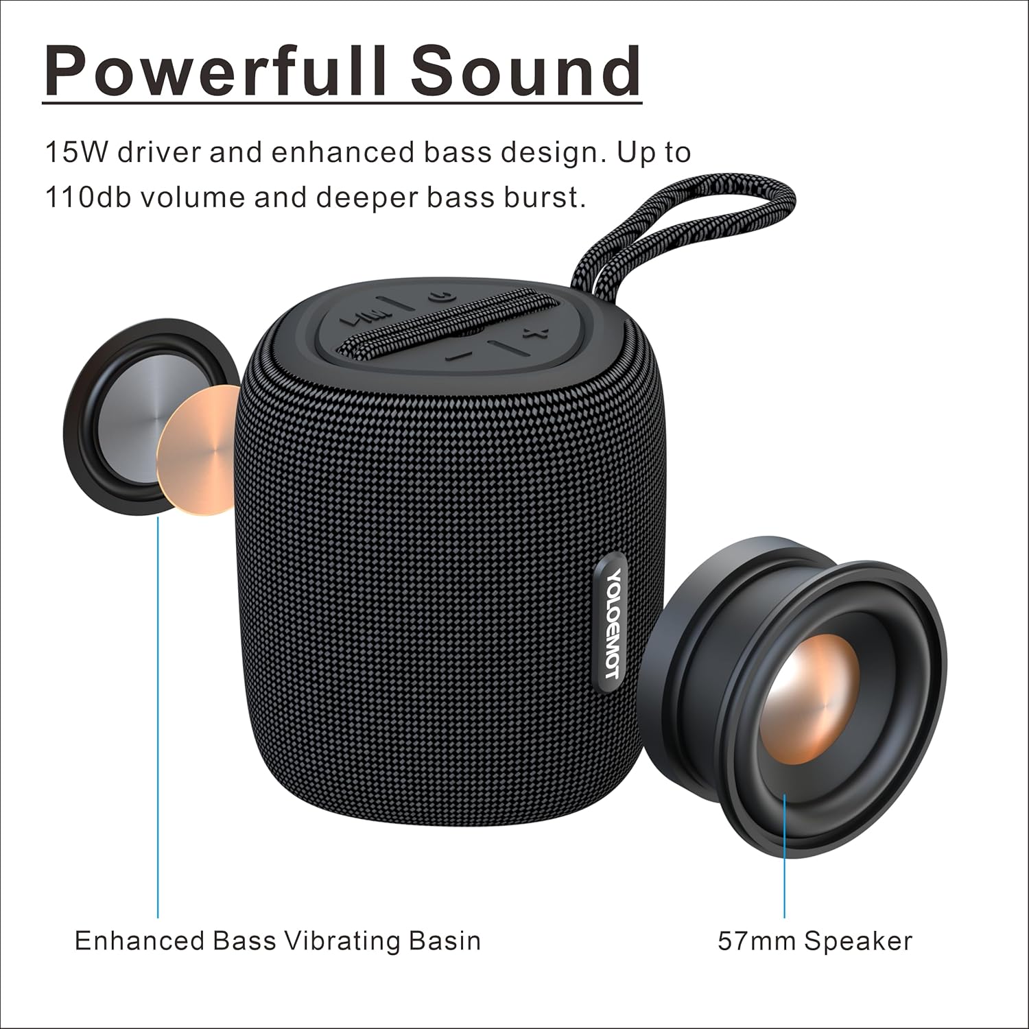 Altavoces Bluetooth portátiles, 10 horas de reproducción, altavoz impermeable pequeño T15, soporte de altavoz inalámbrico, mini altavoz para el