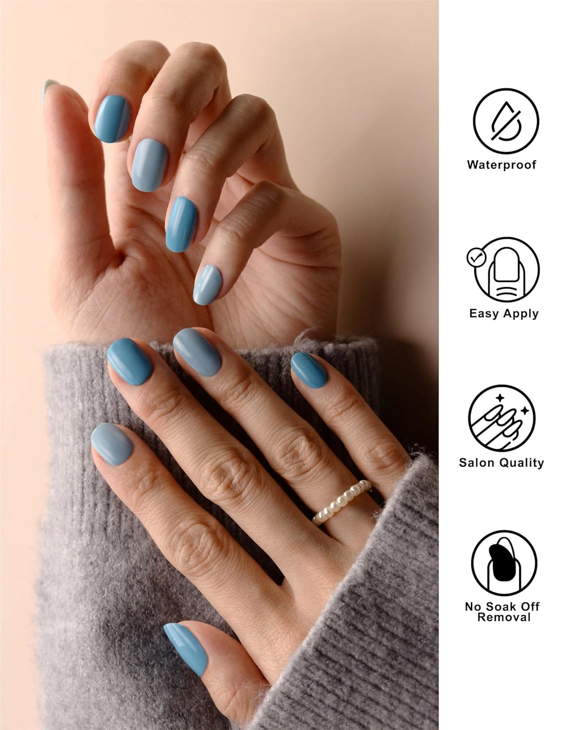 Tiras de esmalte de uñas de gel, 22 envolturas de uñas, calcomanías de uñas de gel, tiras de uñas de gel, larga duración, calidad de salón
