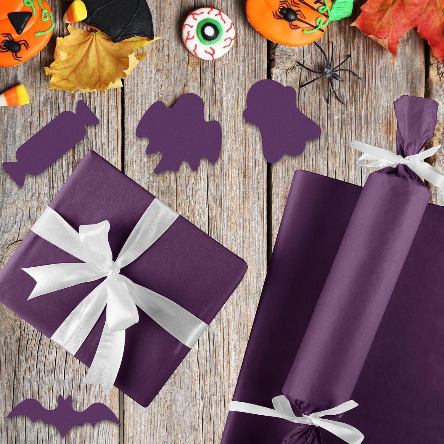 CHRORINE 60 hojas de papel de seda púrpura para Halloween, papel de seda para envolver regalos, papel de seda a granel para manualidades, decoración
