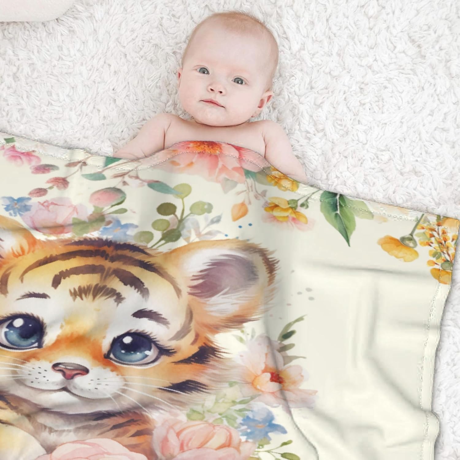 Buyyet Manta de bebé personalizada con nombre, manta de bebé de tigre personalizada para niñas y niños, regalo de Navidad, manta personalizada de