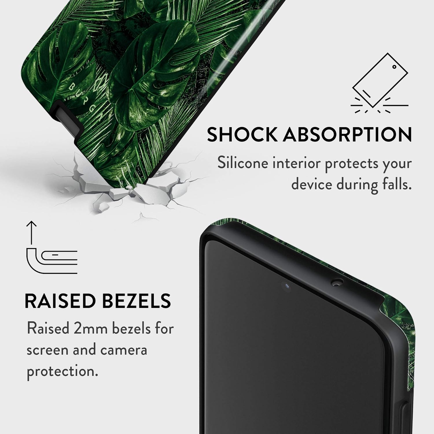 BURGA Funda para teléfono compatible con Samsung Galaxy S20 FE  Carcasa rígida híbrida de 2 capas + funda protectora de silicona  Hojas de hojas de